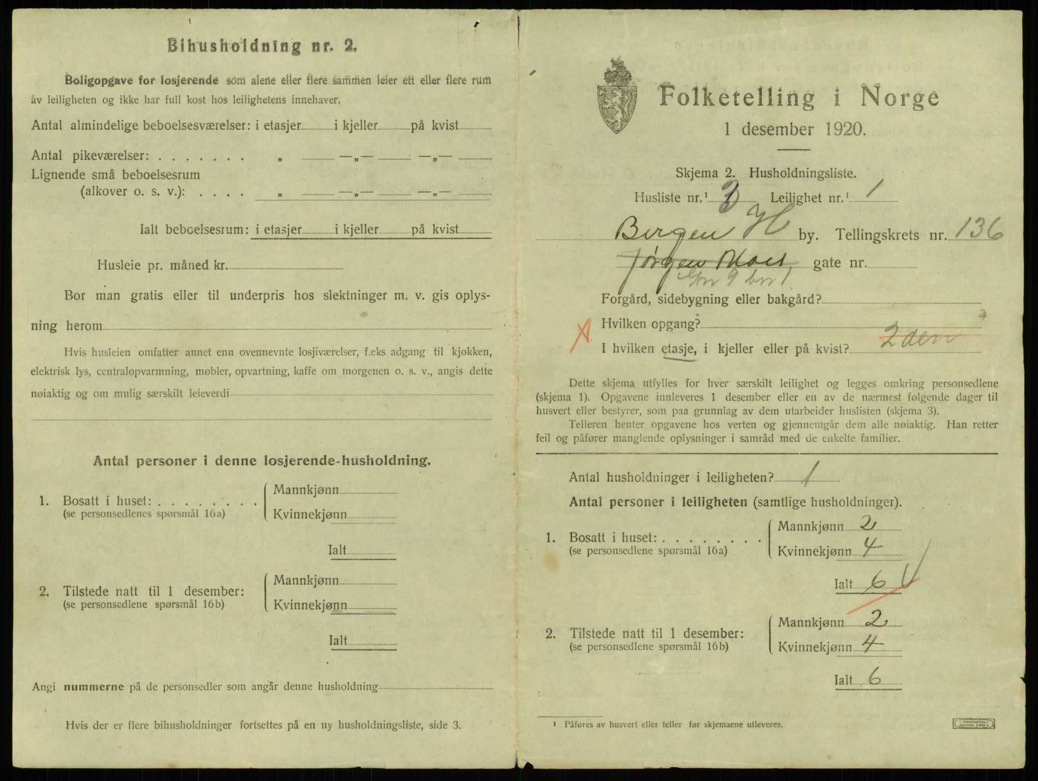 SAB, 1920 census for Bergen, 1920, p. 54279