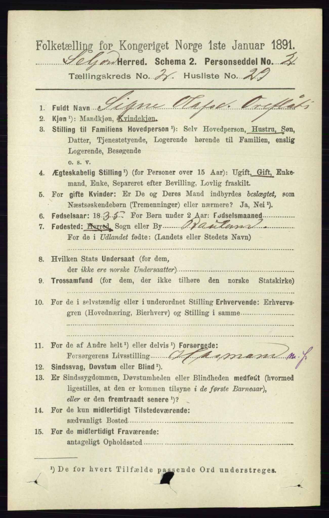 RA, 1891 census for 0828 Seljord, 1891, p. 724