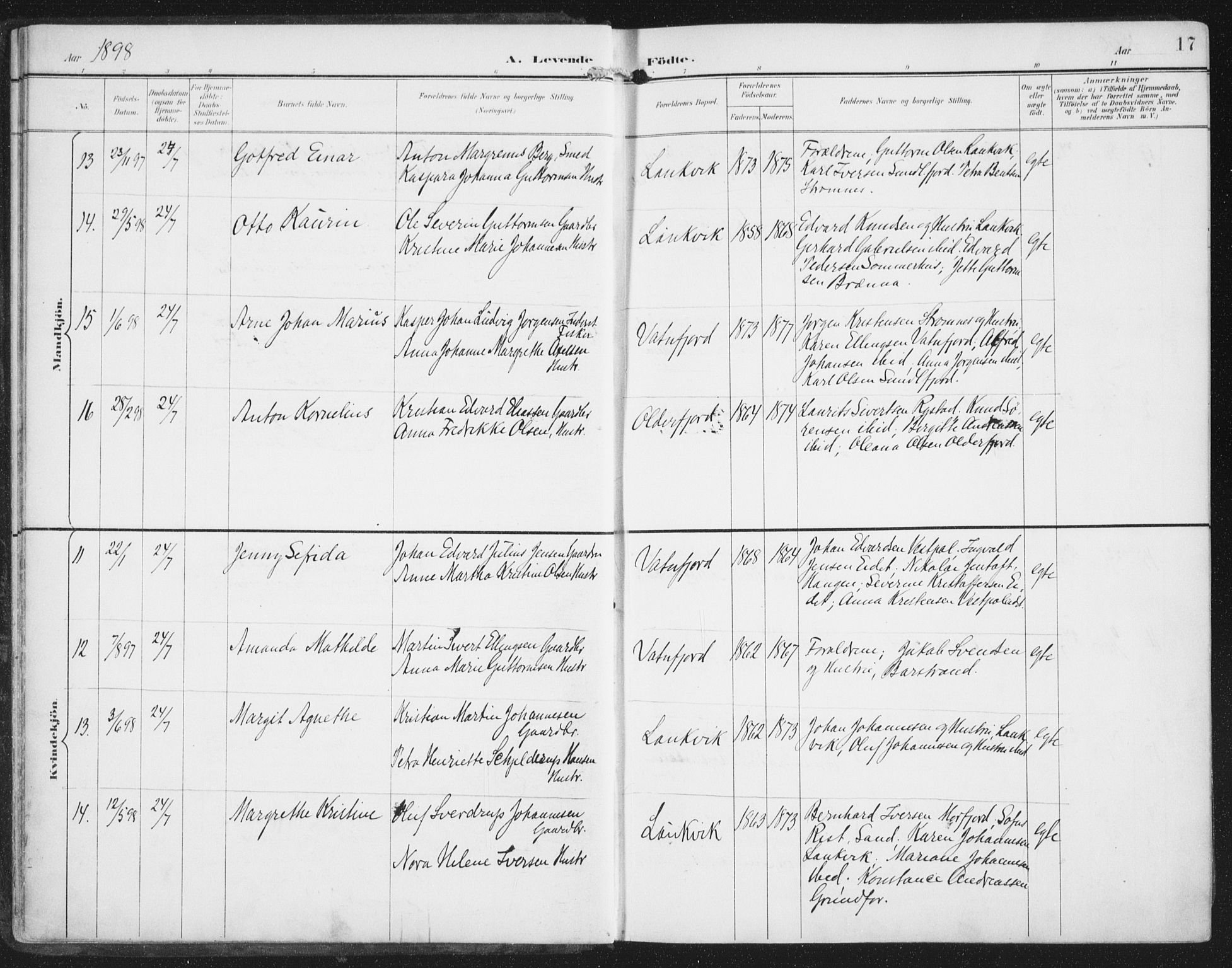 Ministerialprotokoller, klokkerbøker og fødselsregistre - Nordland, AV/SAT-A-1459/876/L1098: Parish register (official) no. 876A04, 1896-1915, p. 17