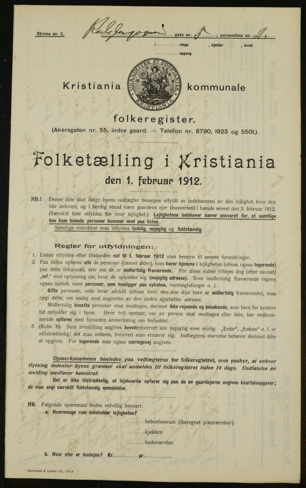 OBA, Municipal Census 1912 for Kristiania, 1912, p. 49268