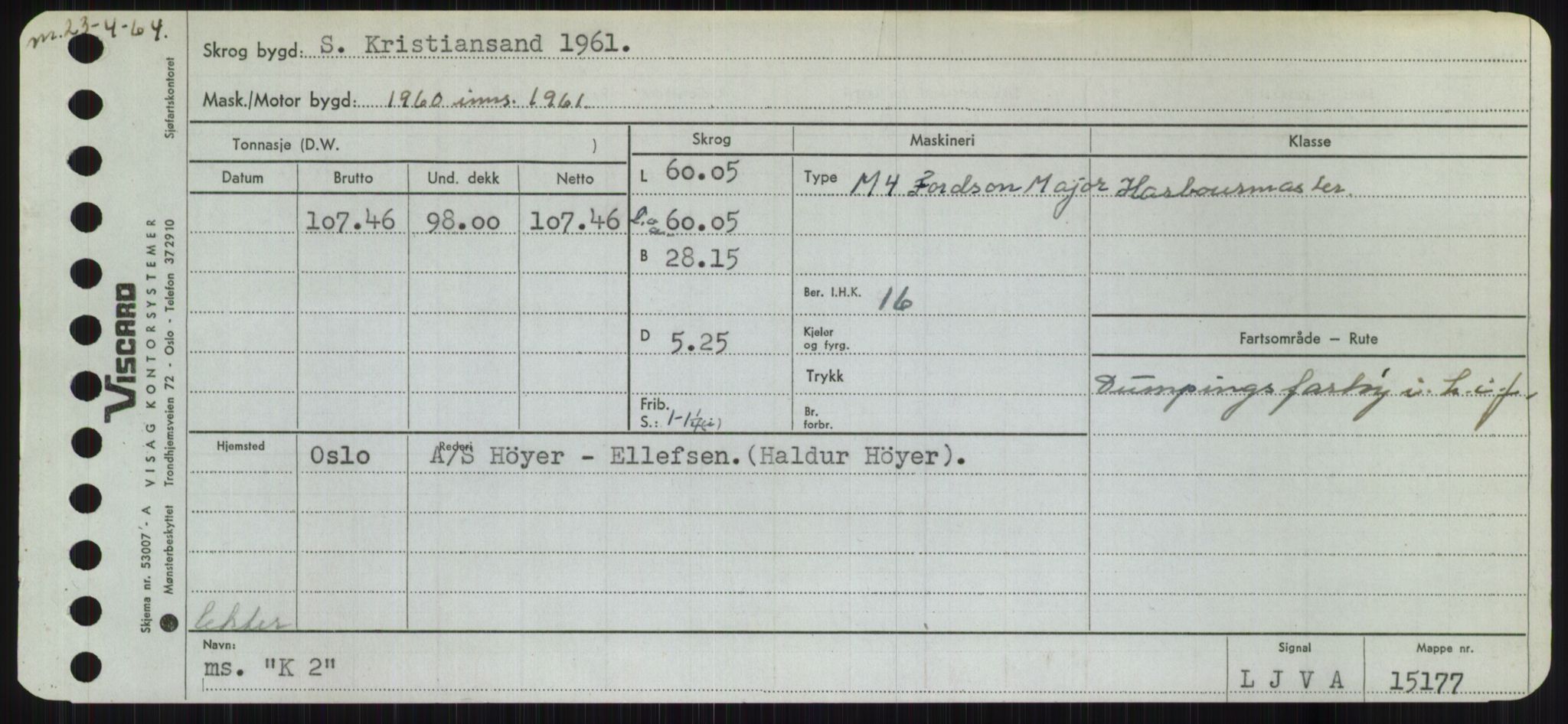 Sjøfartsdirektoratet med forløpere, Skipsmålingen, RA/S-1627/H/Ha/L0003/0001: Fartøy, Hilm-Mar / Fartøy, Hilm-Kol, p. 617