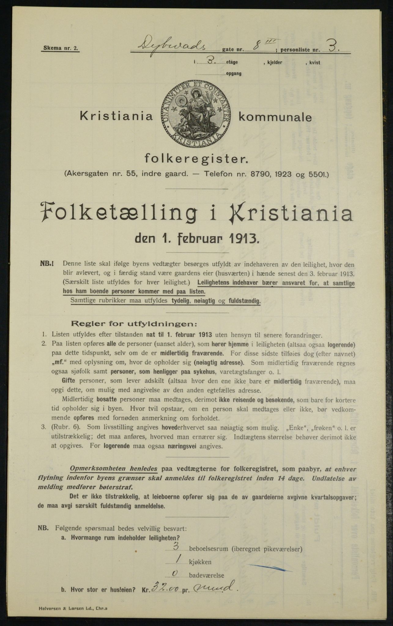 OBA, Municipal Census 1913 for Kristiania, 1913, p. 17614