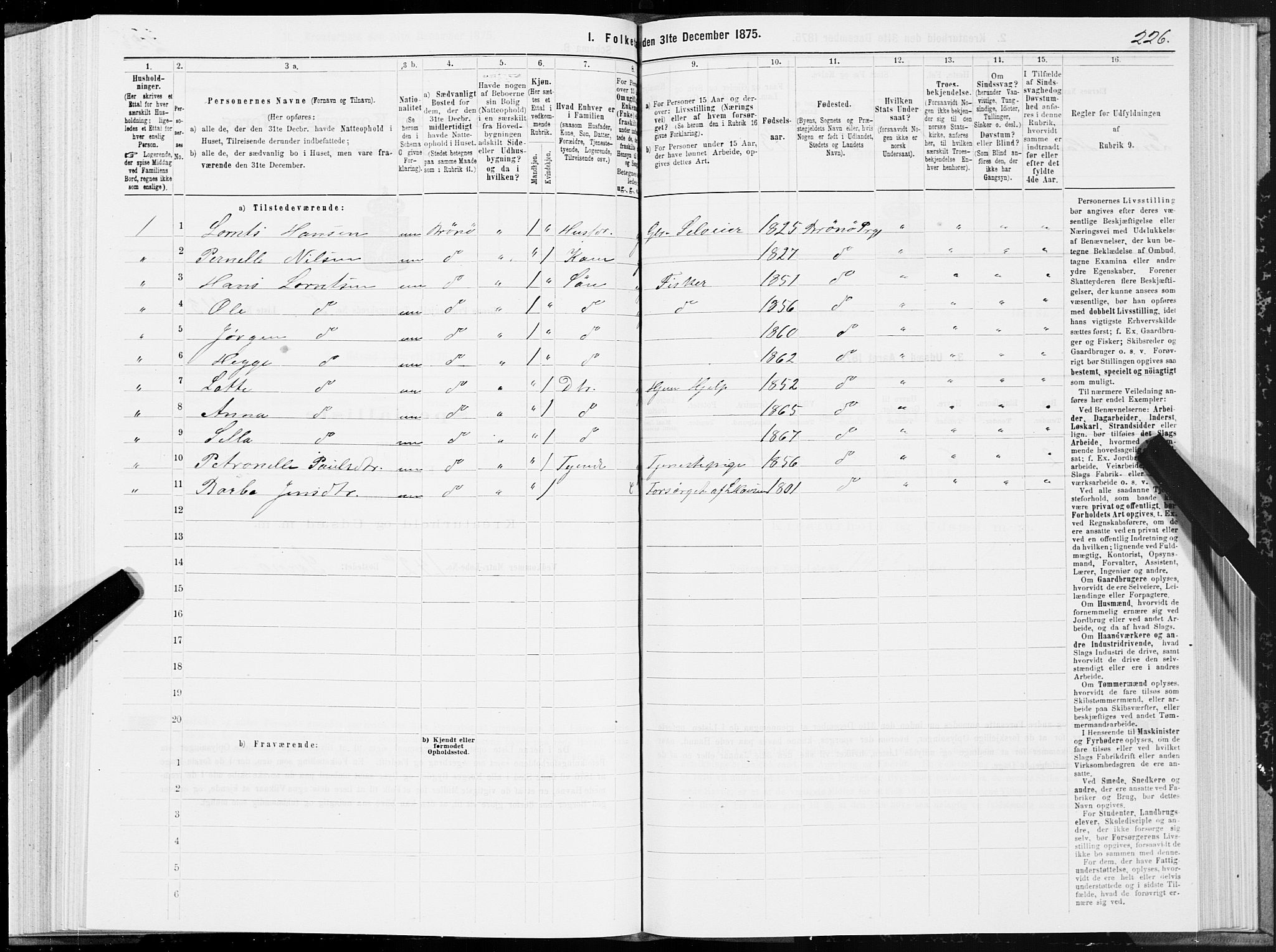 SAT, 1875 census for 1814P Brønnøy, 1875, p. 3226