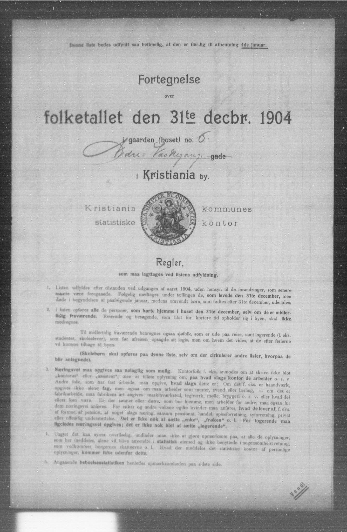 OBA, Municipal Census 1904 for Kristiania, 1904, p. 13305