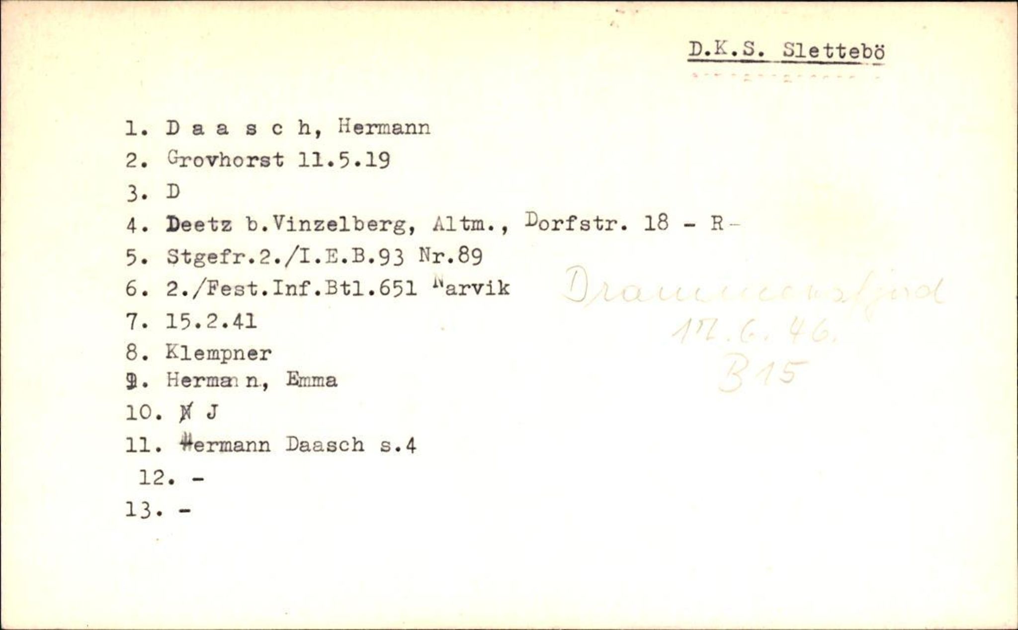 Hjemsendte tyskere , RA/RAFA-6487/D/Db/L0008: Bordasch-Deters, 1945-1947, p. 1064