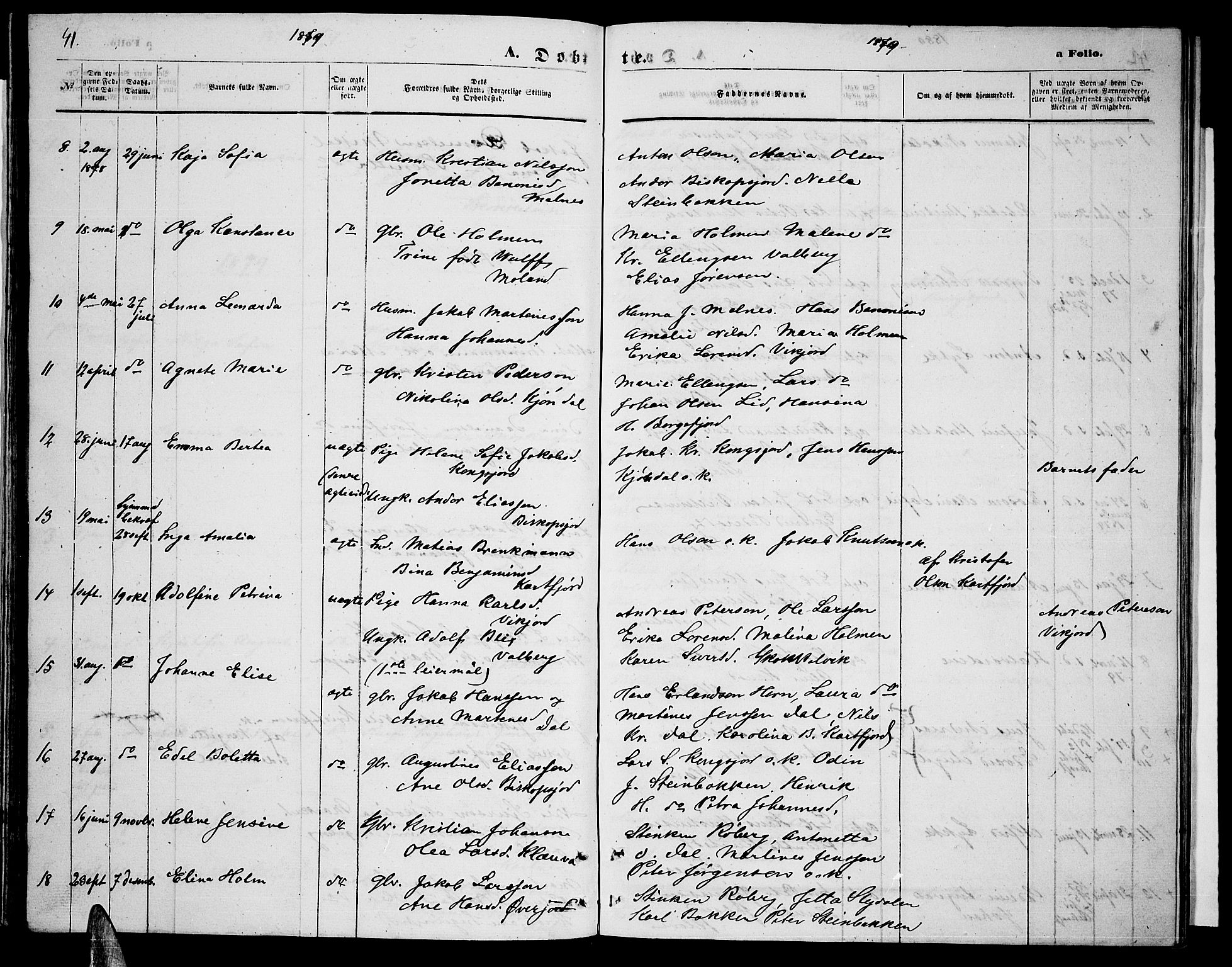 Ministerialprotokoller, klokkerbøker og fødselsregistre - Nordland, SAT/A-1459/884/L1196: Parish register (copy) no. 884C02, 1860-1887, p. 41