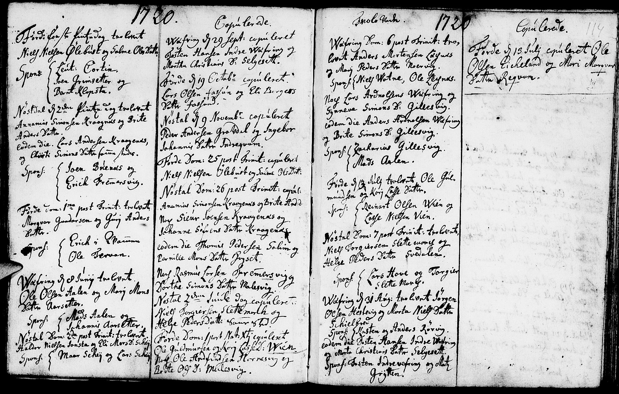 Førde sokneprestembete, SAB/A-79901/H/Haa/Haaa/L0001: Parish register (official) no. A 1, 1720-1727, p. 114