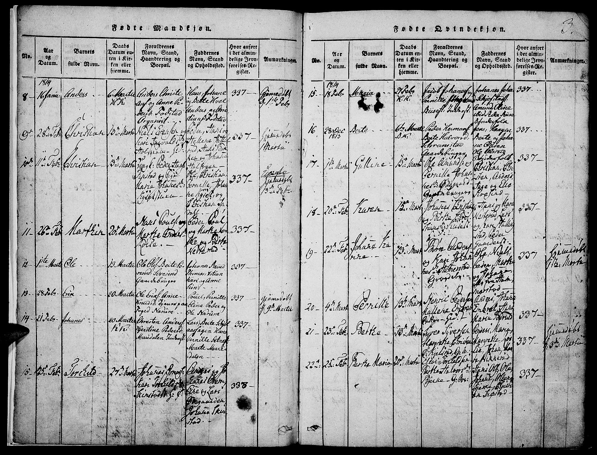 Toten prestekontor, AV/SAH-PREST-102/H/Ha/Haa/L0009: Parish register (official) no. 9, 1814-1820, p. 3