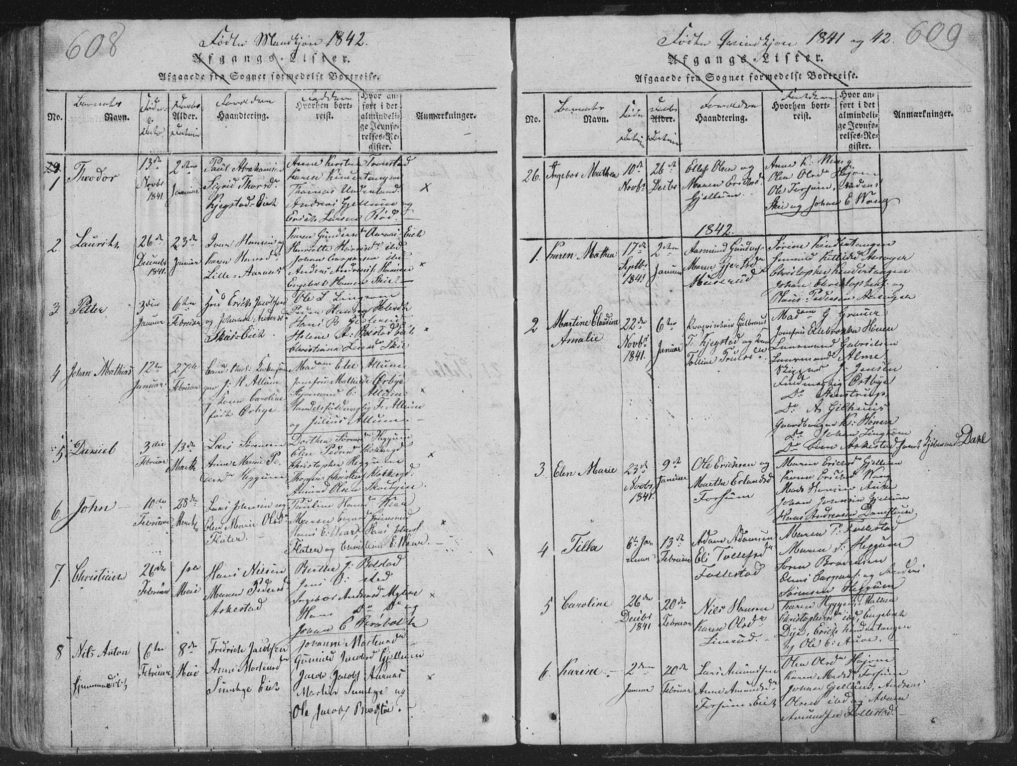 Røyken kirkebøker, SAKO/A-241/G/Ga/L0003: Parish register (copy) no. 3, 1814-1856, p. 608-609