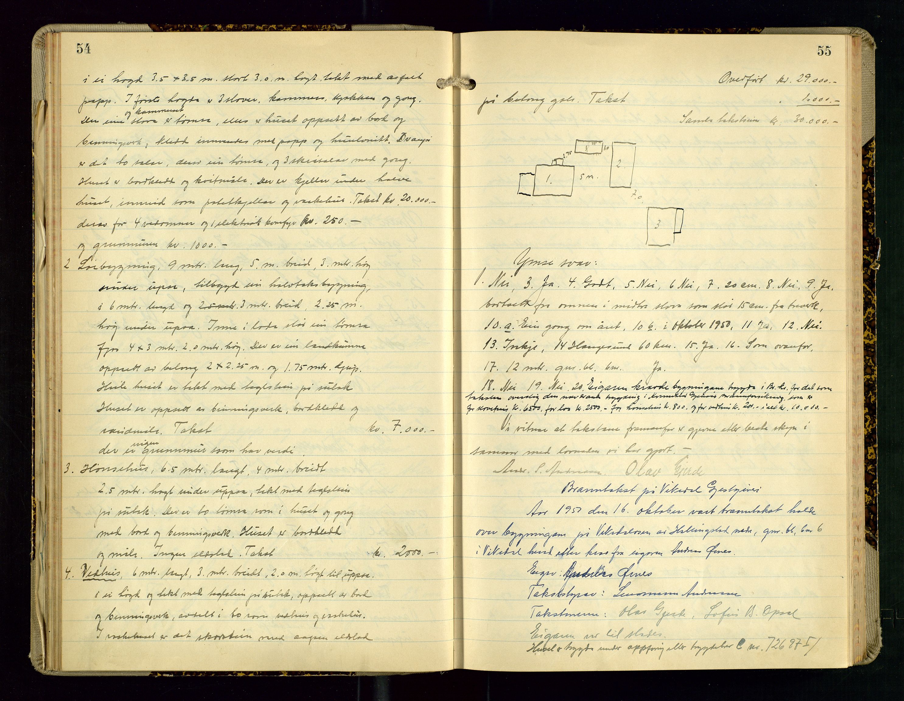 Vikedal lensmannskontor, SAST/A-100179/Gob/L0005: Branntakstprotokoll, 1942-1956, p. 54-55