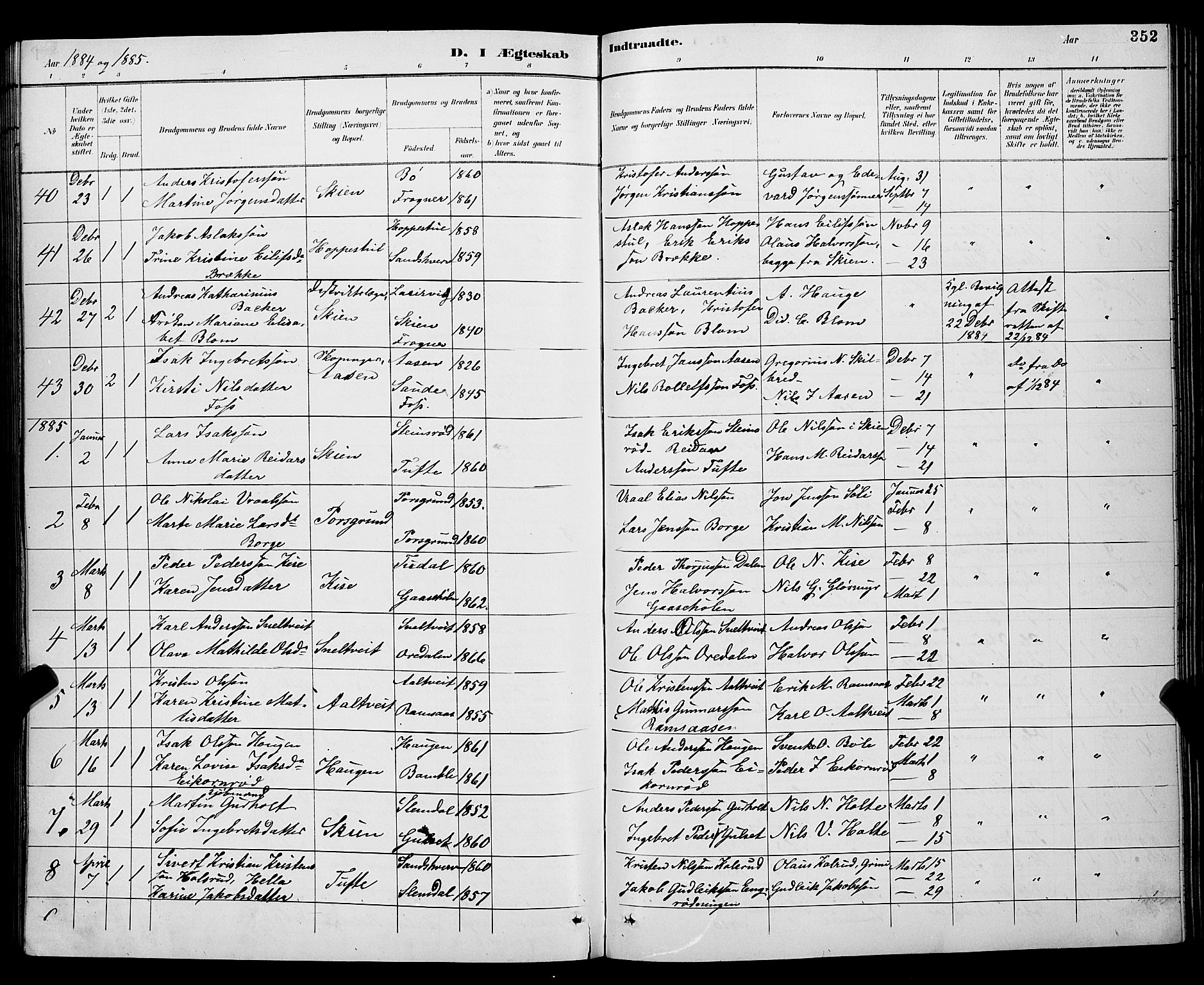 Gjerpen kirkebøker, AV/SAKO-A-265/G/Ga/L0002: Parish register (copy) no. I 2, 1883-1900, p. 352