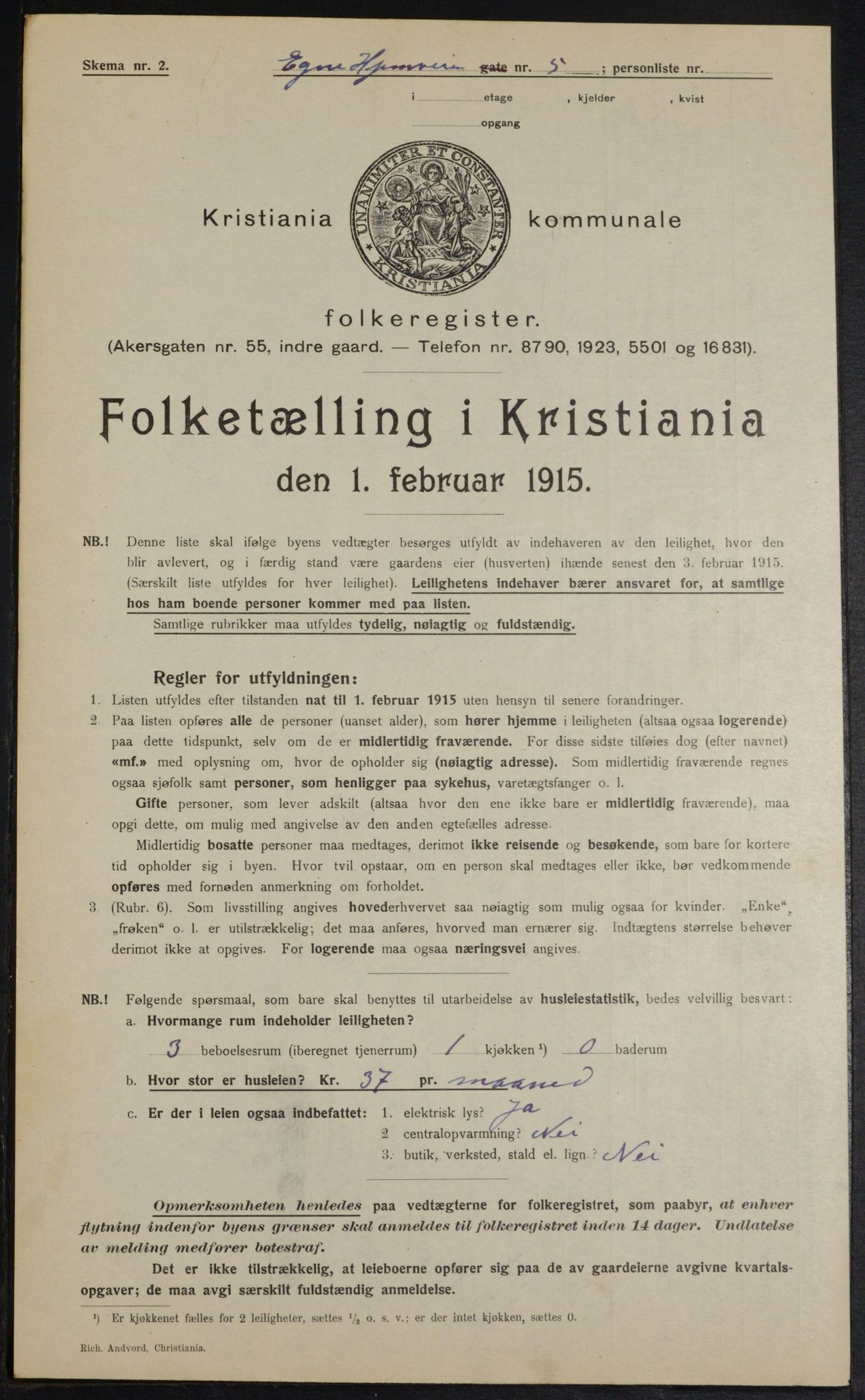 OBA, Municipal Census 1915 for Kristiania, 1915, p. 18339