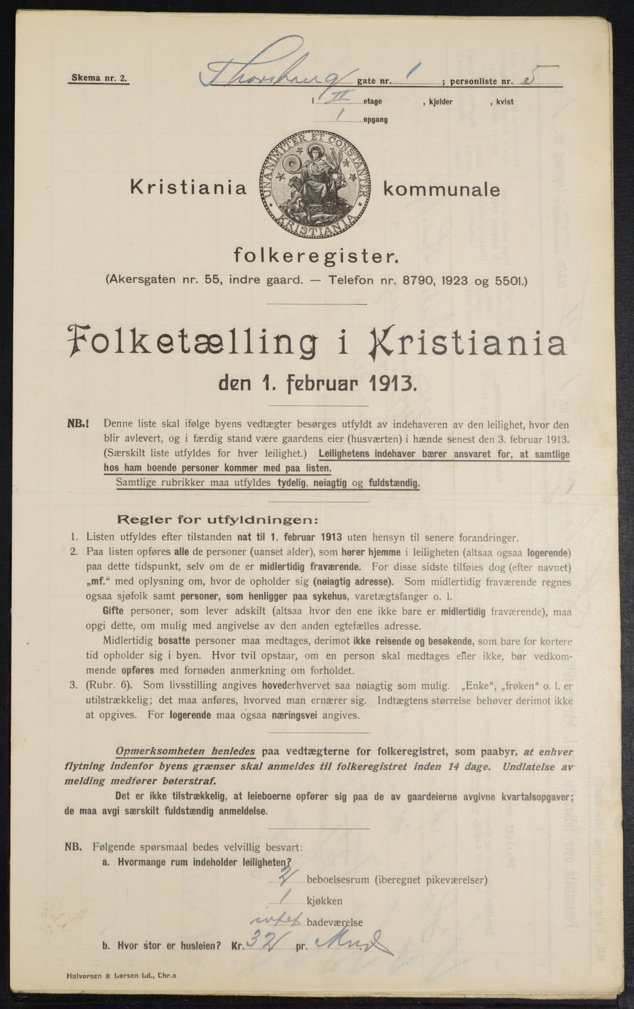 OBA, Municipal Census 1913 for Kristiania, 1913, p. 114414