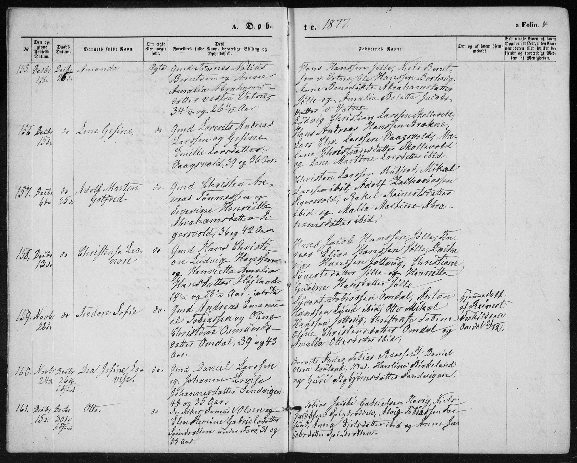 Lista sokneprestkontor, AV/SAK-1111-0027/F/Fb/L0004: Parish register (copy) no. B 4, 1877-1891, p. 4