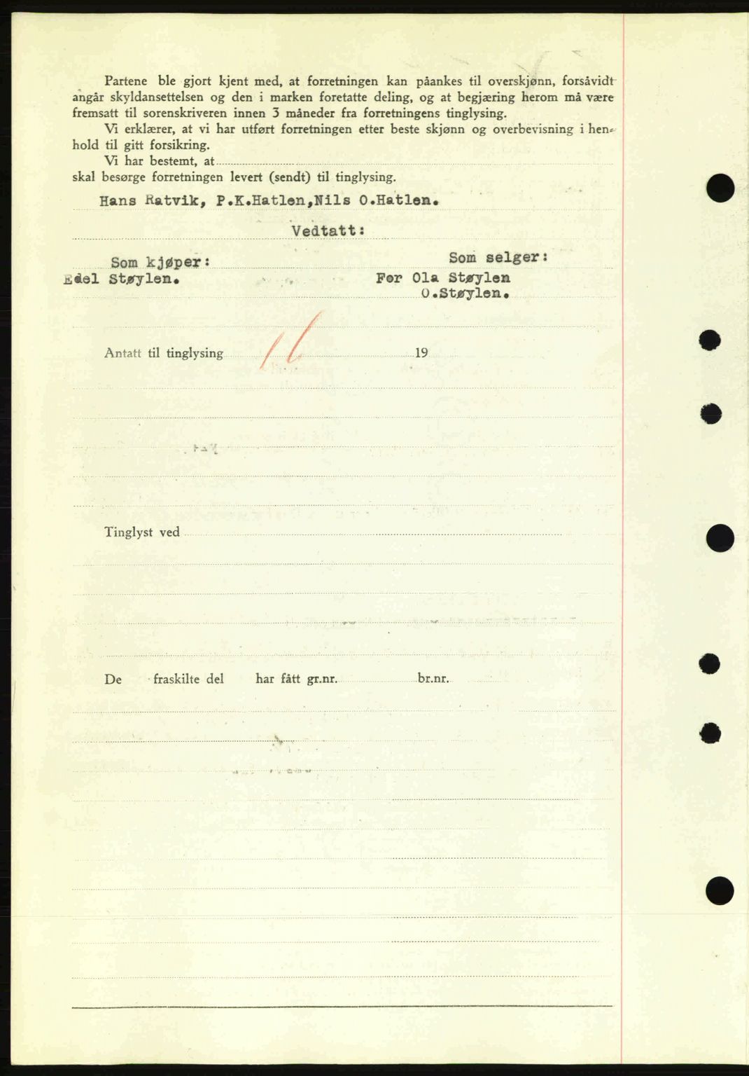 Nordre Sunnmøre sorenskriveri, AV/SAT-A-0006/1/2/2C/2Ca: Mortgage book no. A13, 1942-1942, Diary no: : 971/1942