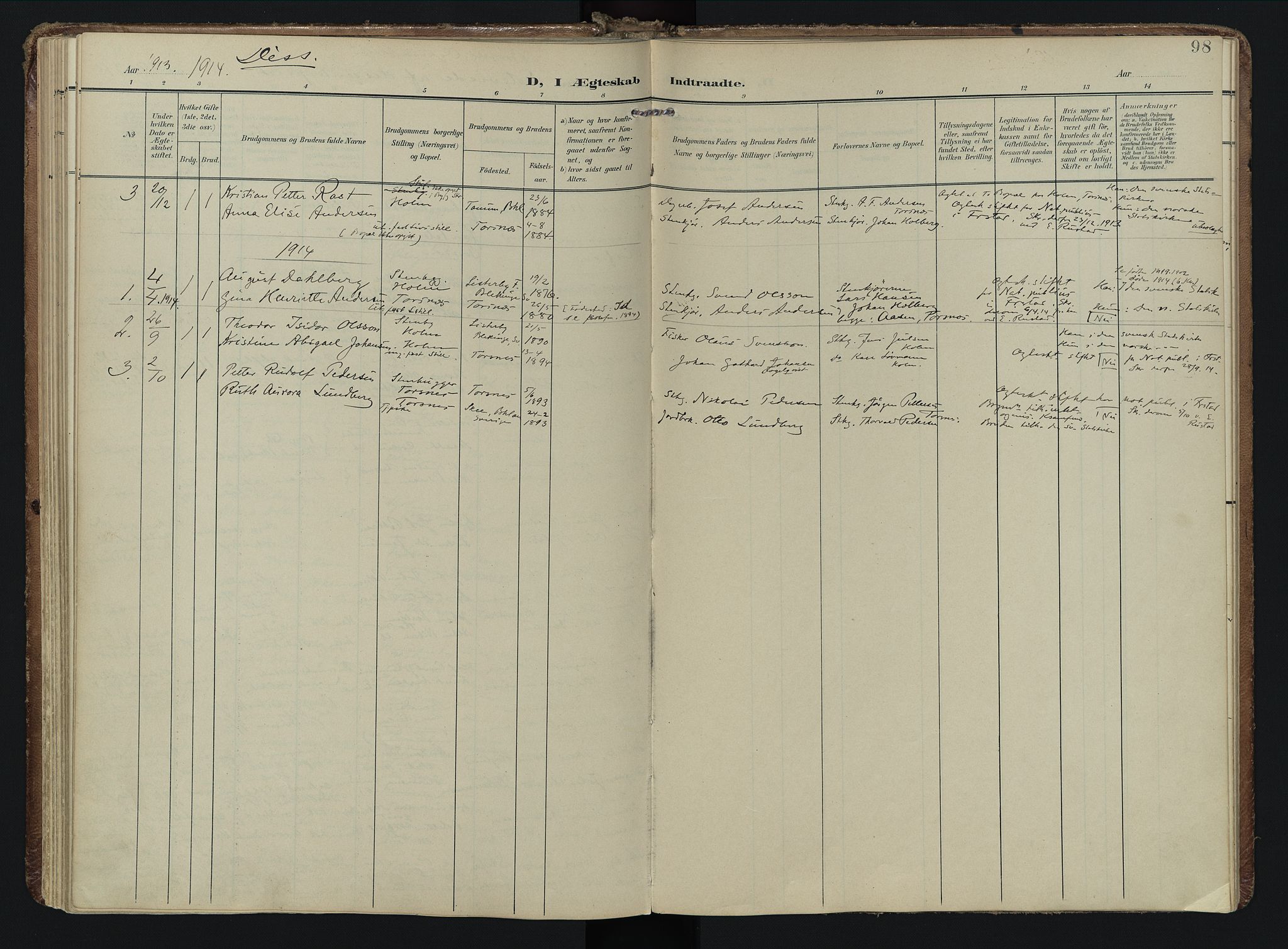 Borge prestekontor Kirkebøker, SAO/A-10903/F/Fb/L0004: Parish register (official) no. II 4, 1902-1914, p. 98