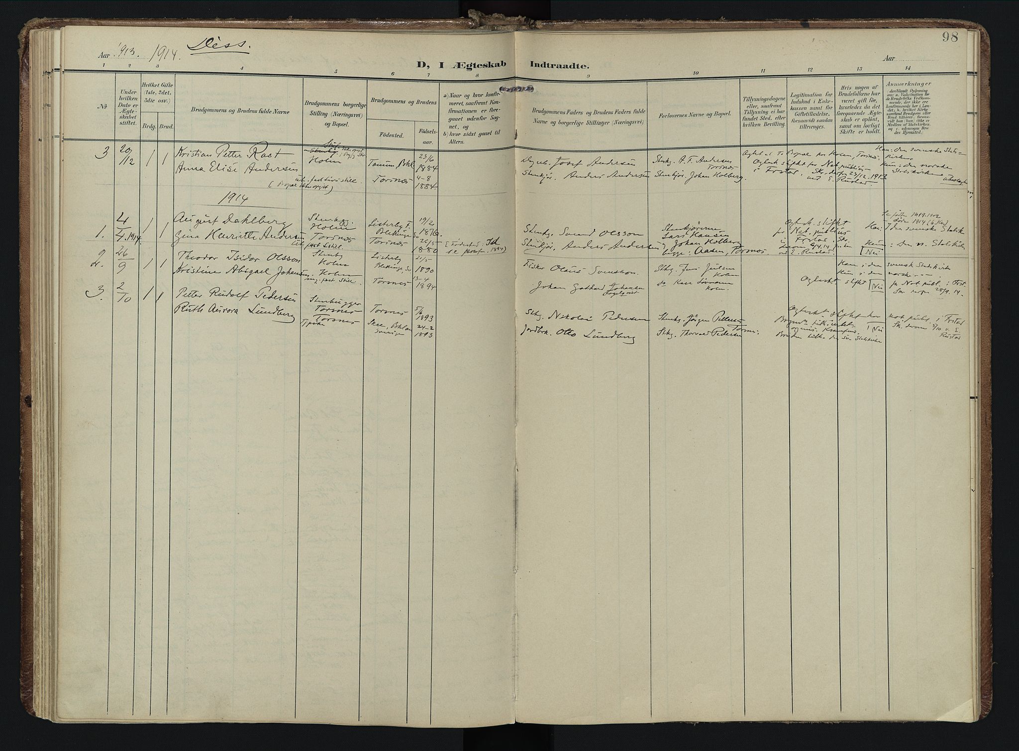 Borge prestekontor Kirkebøker, AV/SAO-A-10903/F/Fb/L0004: Parish register (official) no. II 4, 1902-1914, p. 98