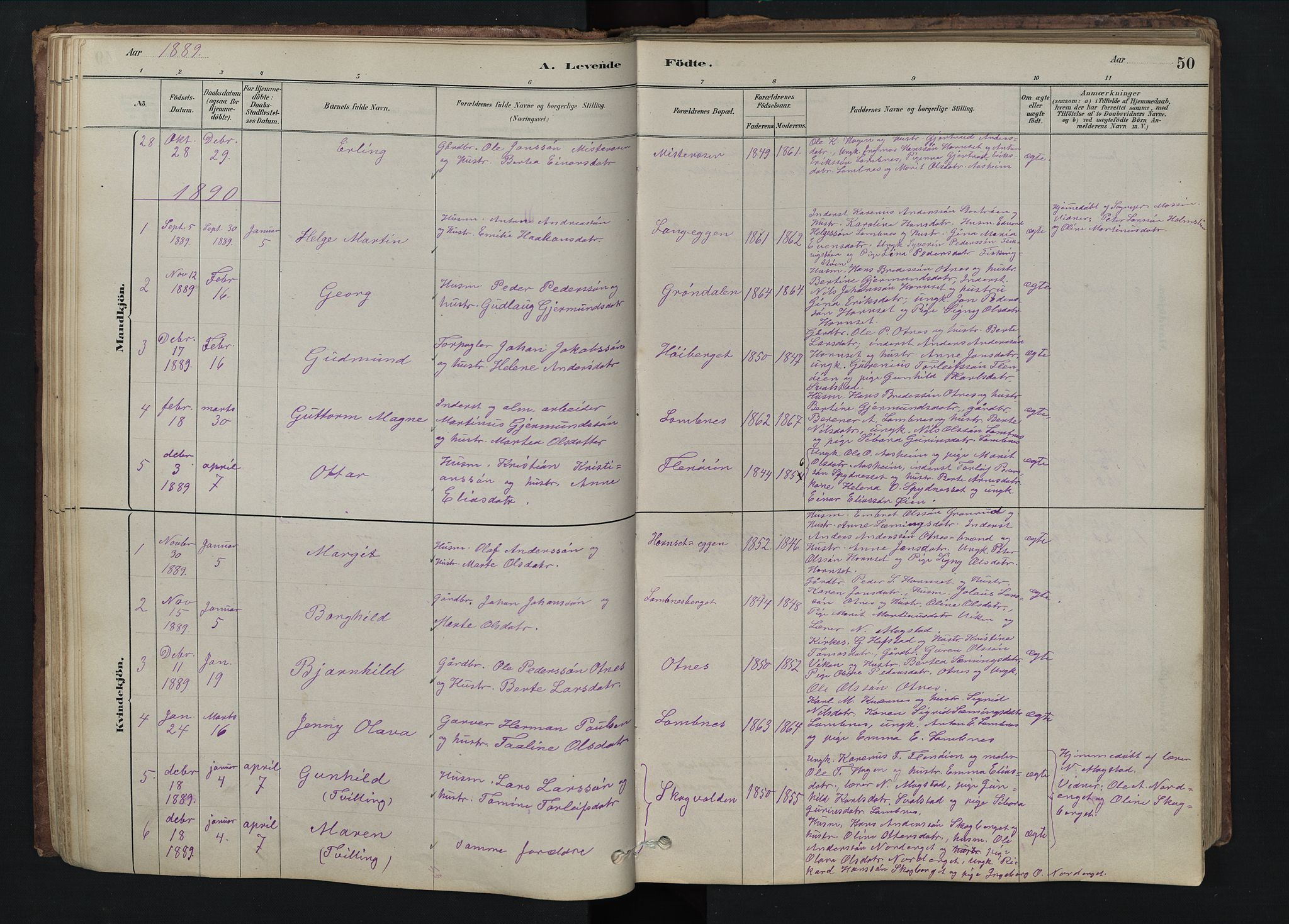 Rendalen prestekontor, SAH/PREST-054/H/Ha/Hab/L0009: Parish register (copy) no. 9, 1879-1902, p. 50