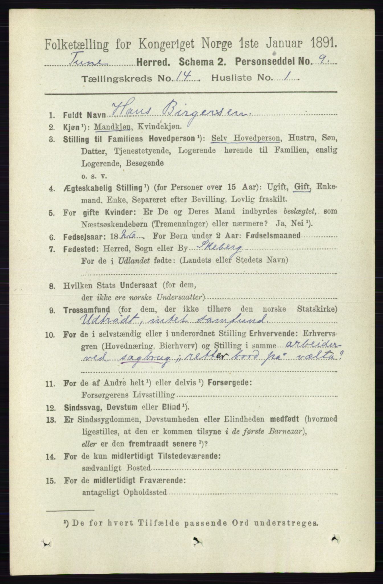 RA, 1891 census for 0130 Tune, 1891, p. 7932