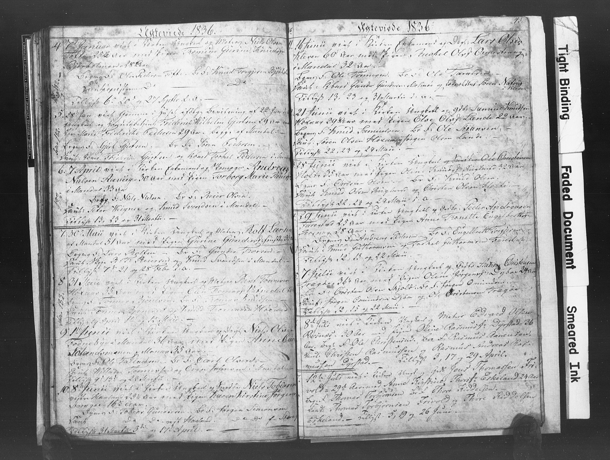 Mandal sokneprestkontor, SAK/1111-0030/F/Fb/Fba/L0003: Parish register (copy) no. B 1C, 1834-1838, p. 43