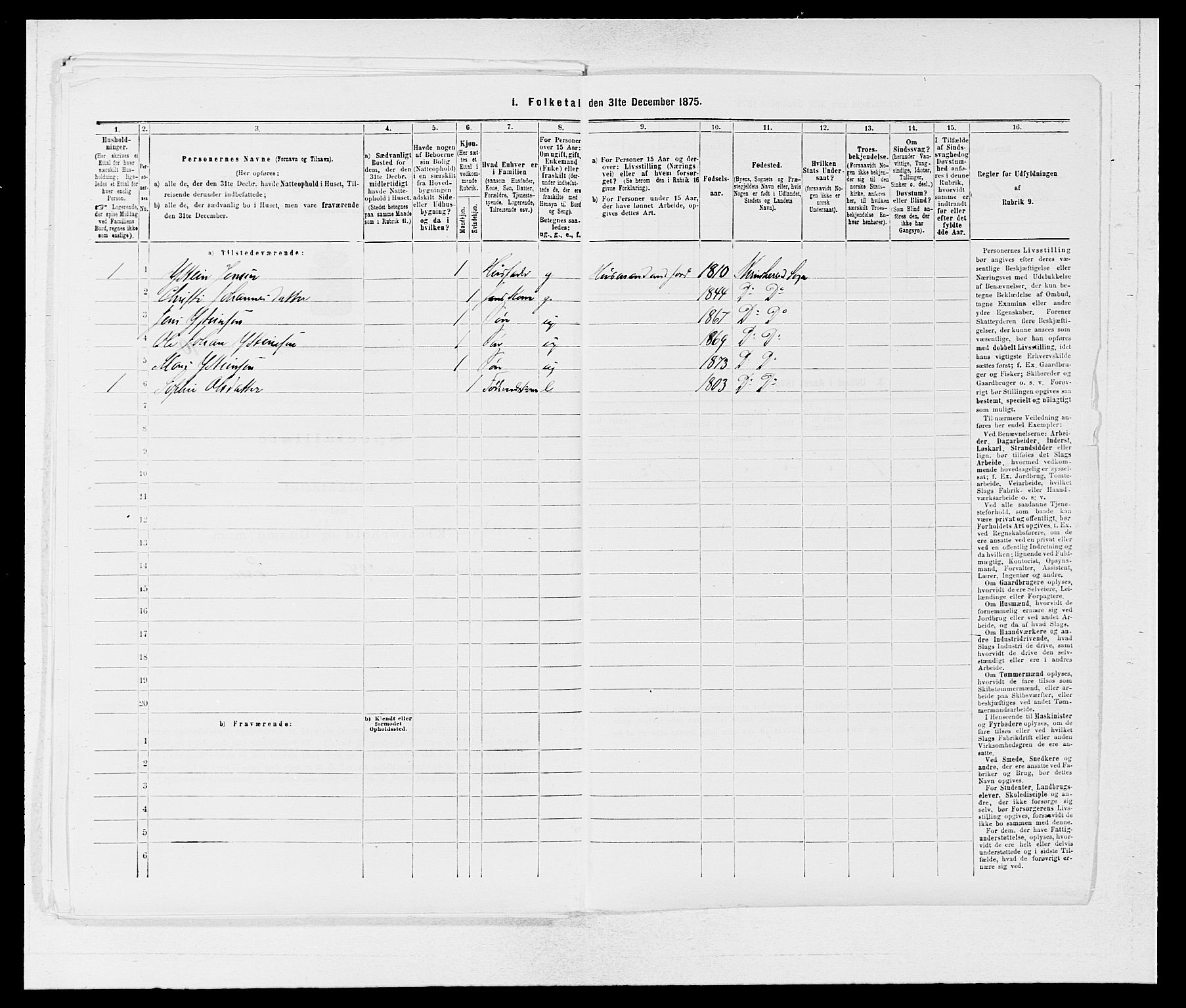 SAB, 1875 census for 1224P Kvinnherad, 1875, p. 1100