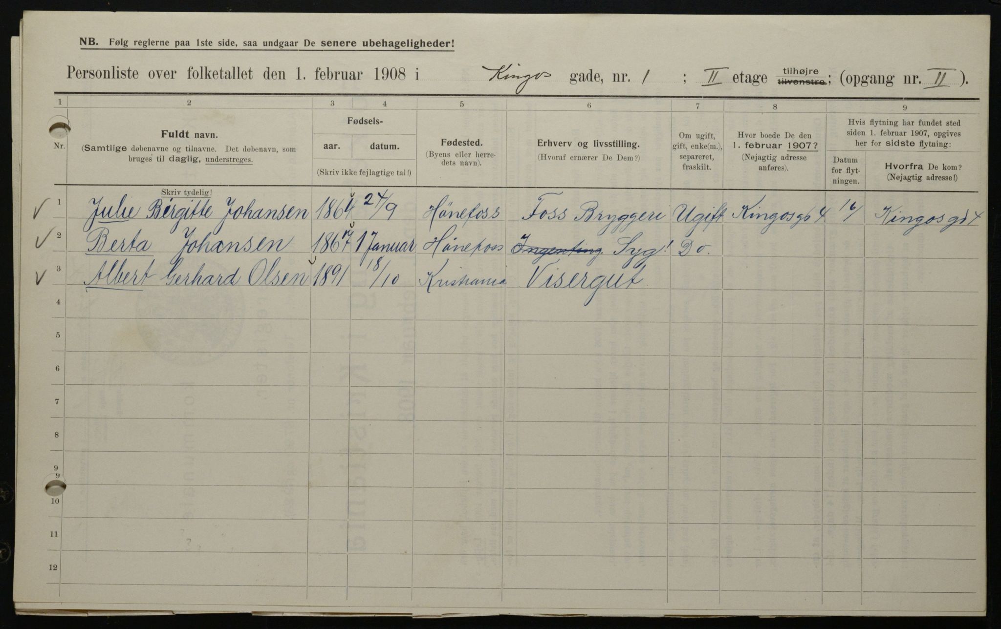 OBA, Municipal Census 1908 for Kristiania, 1908, p. 44334