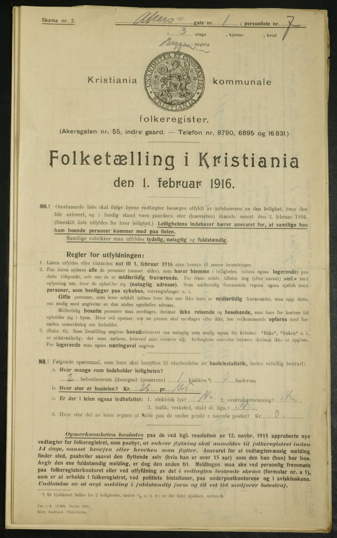 OBA, Municipal Census 1916 for Kristiania, 1916, p. 321