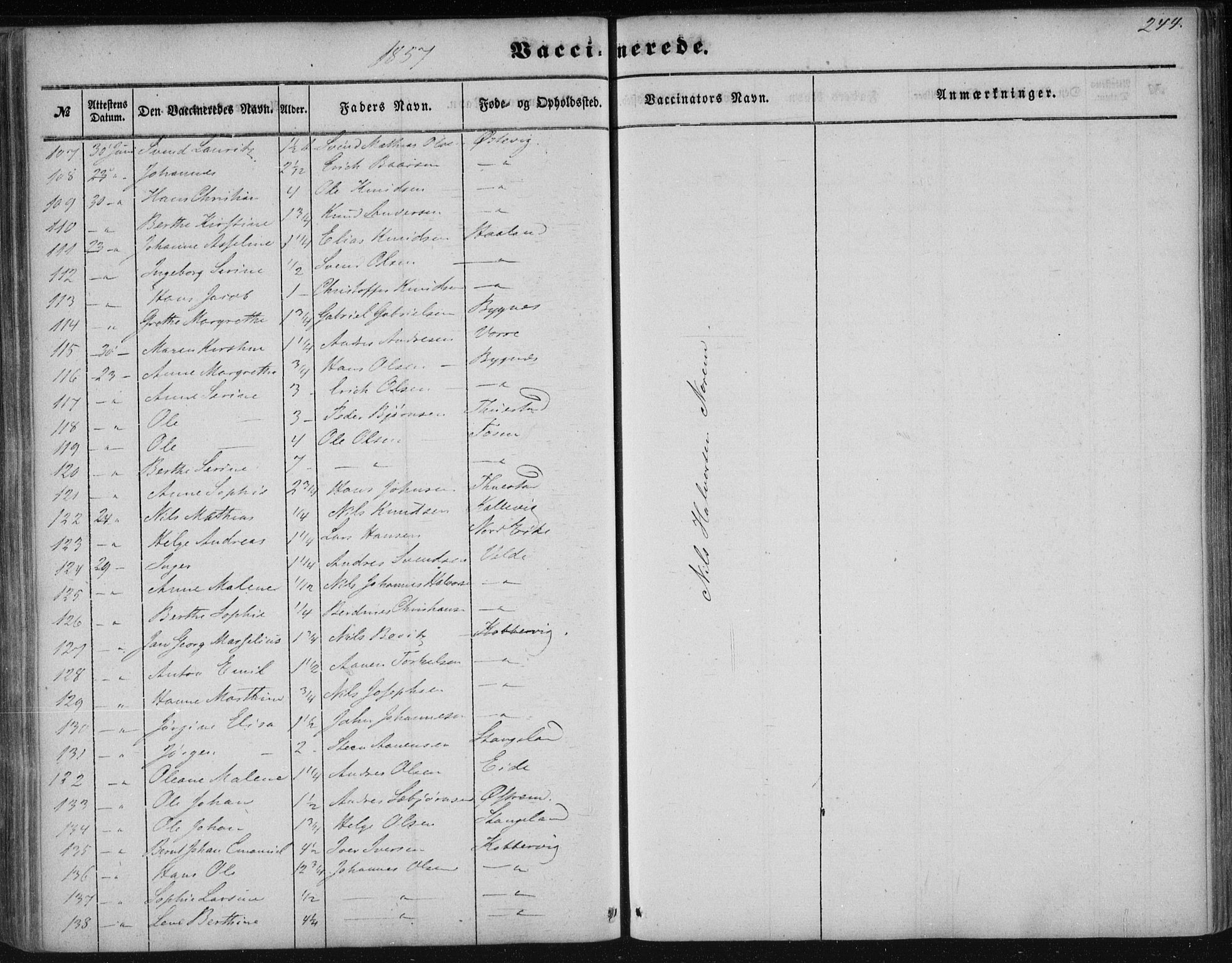 Avaldsnes sokneprestkontor, AV/SAST-A -101851/H/Ha/Haa/L0009: Parish register (official) no. A 9, 1853-1865, p. 244