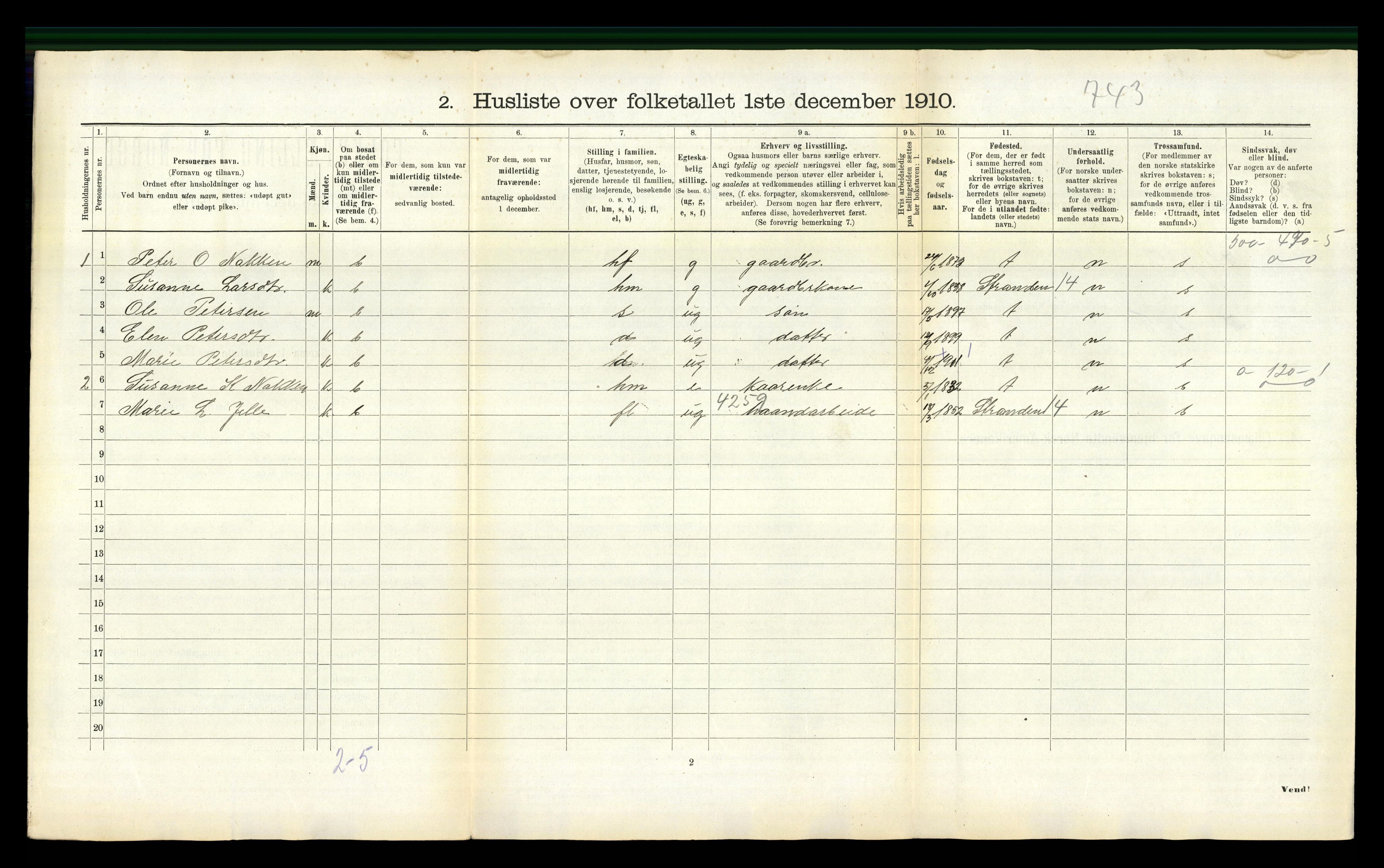 RA, 1910 census for Stordal, 1910, p. 289