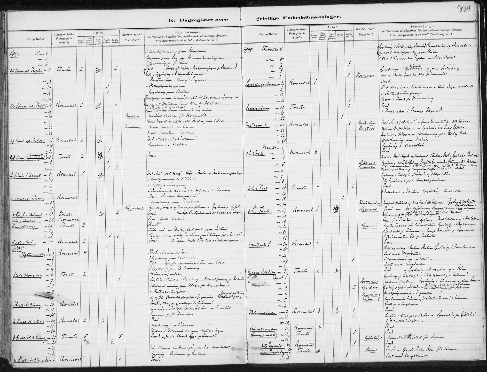 Romedal prestekontor, SAH/PREST-004/K/L0010: Parish register (official) no. 10, 1880-1895, p. 334