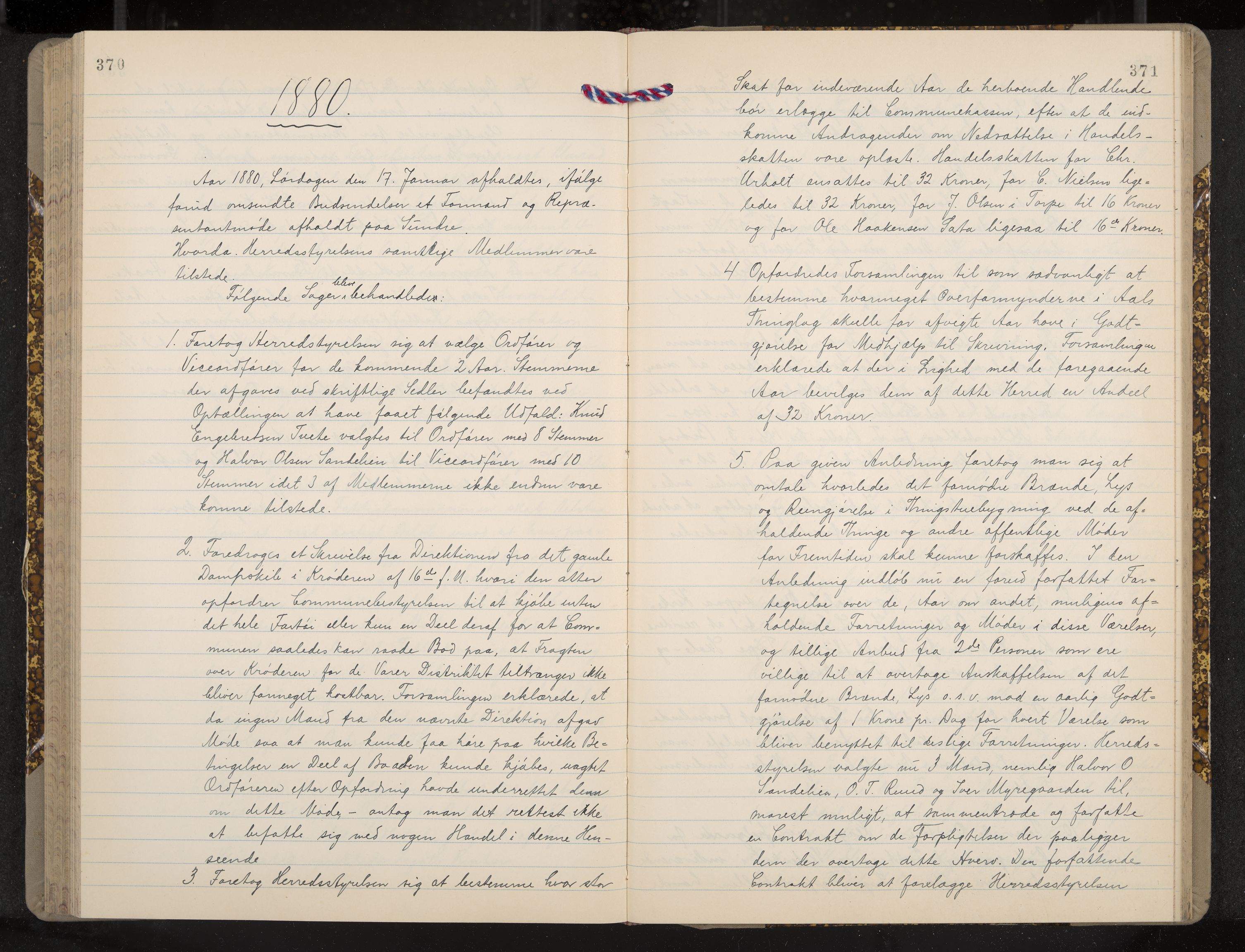 Ål formannskap og sentraladministrasjon, IKAK/0619021/A/Aa/L0003: Utskrift av møtebok, 1864-1880, p. 370-371