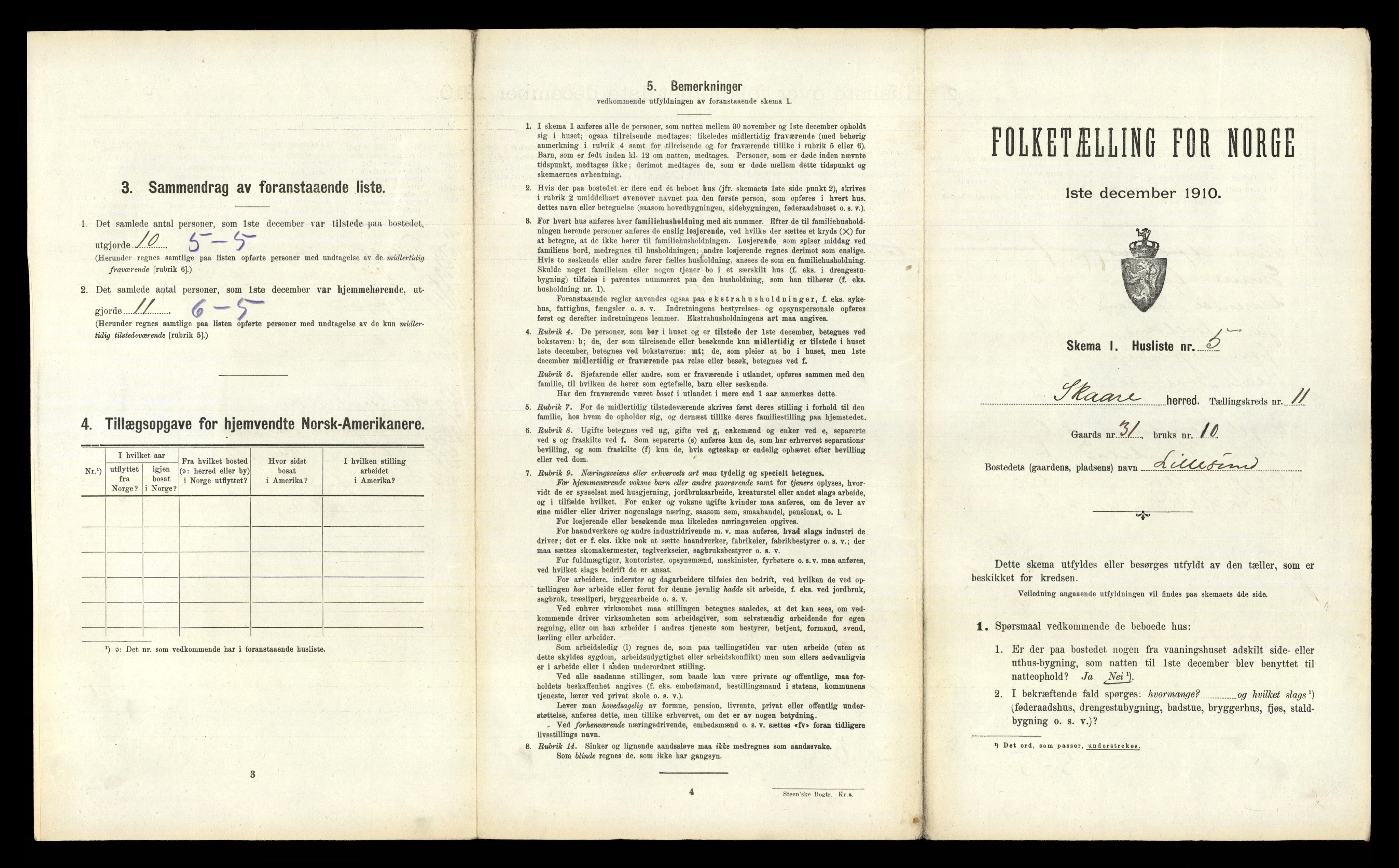 RA, 1910 census for Skåre, 1910, p. 1244