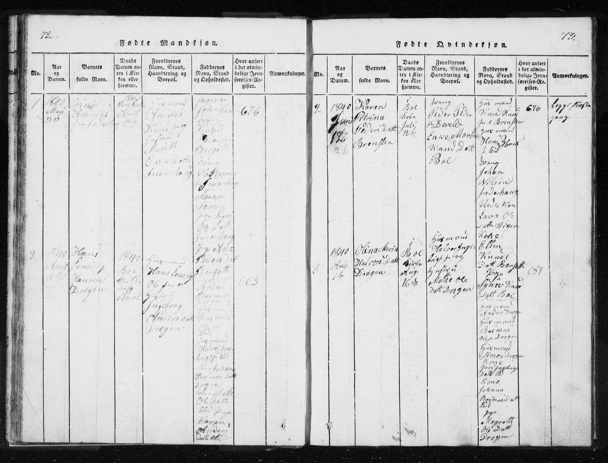 Ministerialprotokoller, klokkerbøker og fødselsregistre - Møre og Romsdal, AV/SAT-A-1454/566/L0772: Parish register (copy) no. 566C01, 1818-1845, p. 72-73