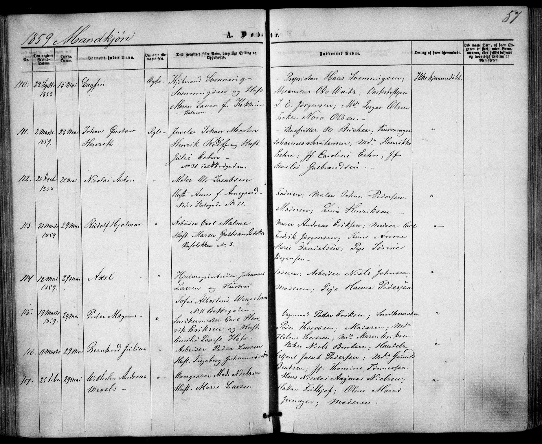 Trefoldighet prestekontor Kirkebøker, AV/SAO-A-10882/F/Fa/L0001: Parish register (official) no. I 1, 1858-1863, p. 57