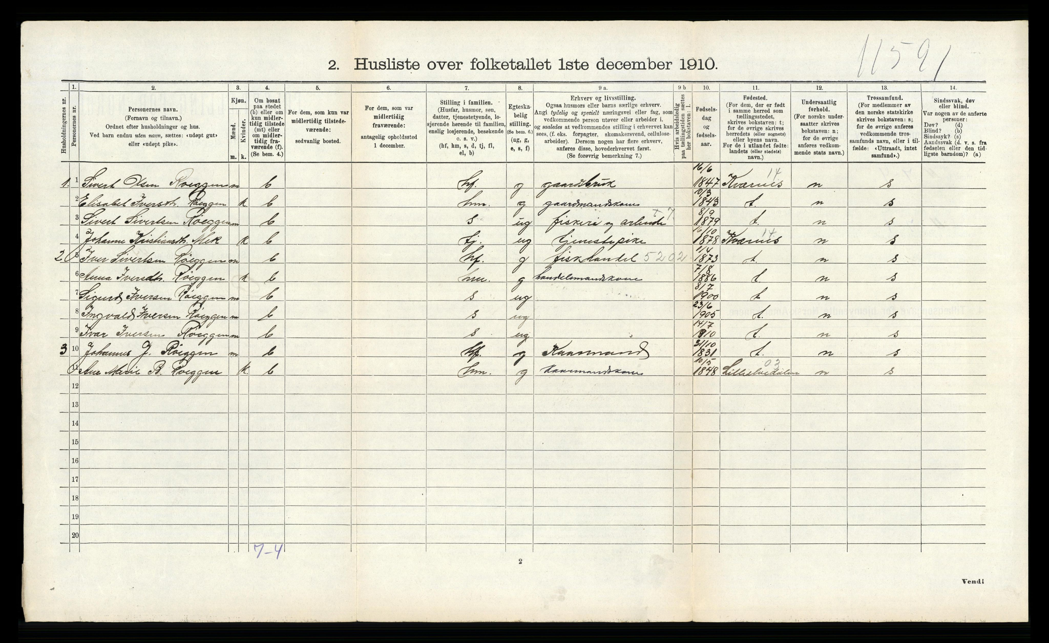 RA, 1910 census for Bremsnes, 1910, p. 811