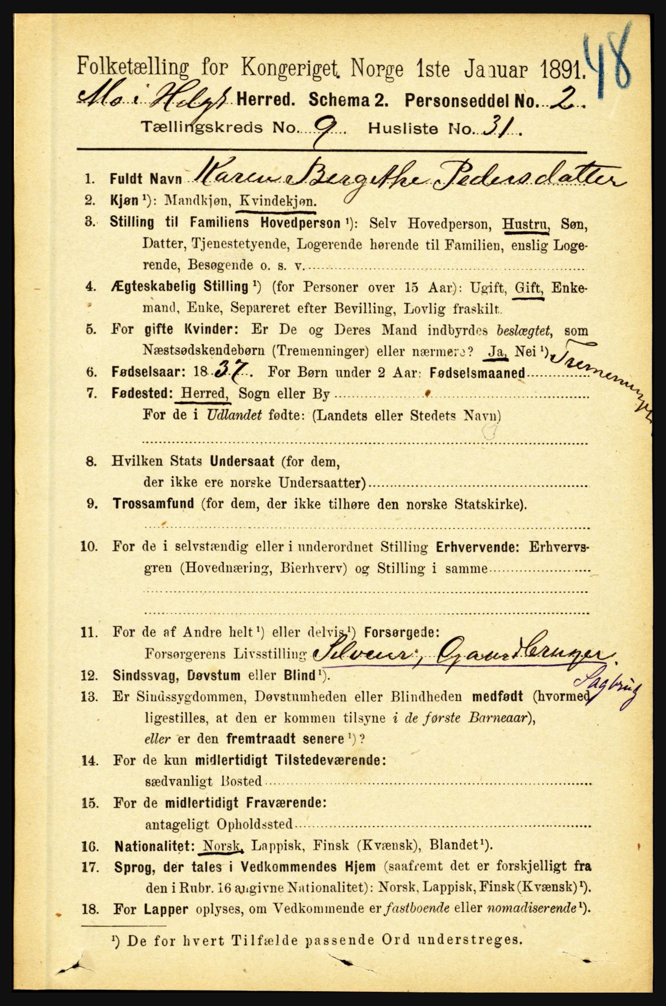 RA, 1891 census for 1833 Mo, 1891, p. 3826