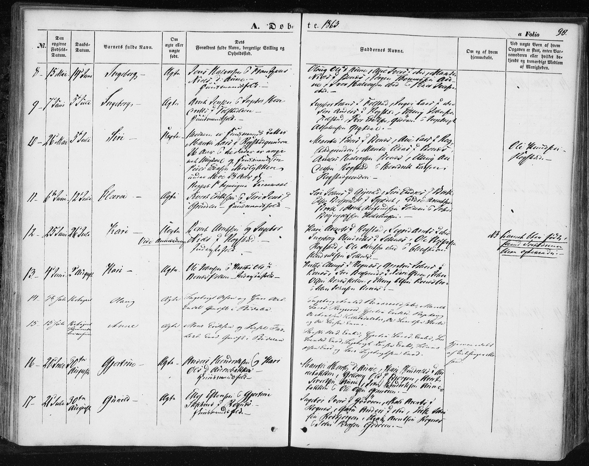 Ministerialprotokoller, klokkerbøker og fødselsregistre - Sør-Trøndelag, SAT/A-1456/687/L1000: Parish register (official) no. 687A06, 1848-1869, p. 90