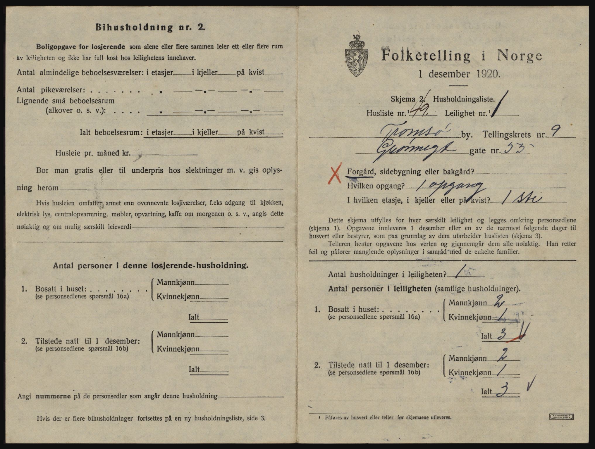 SATØ, 1920 census for Tromsø, 1920, p. 5015