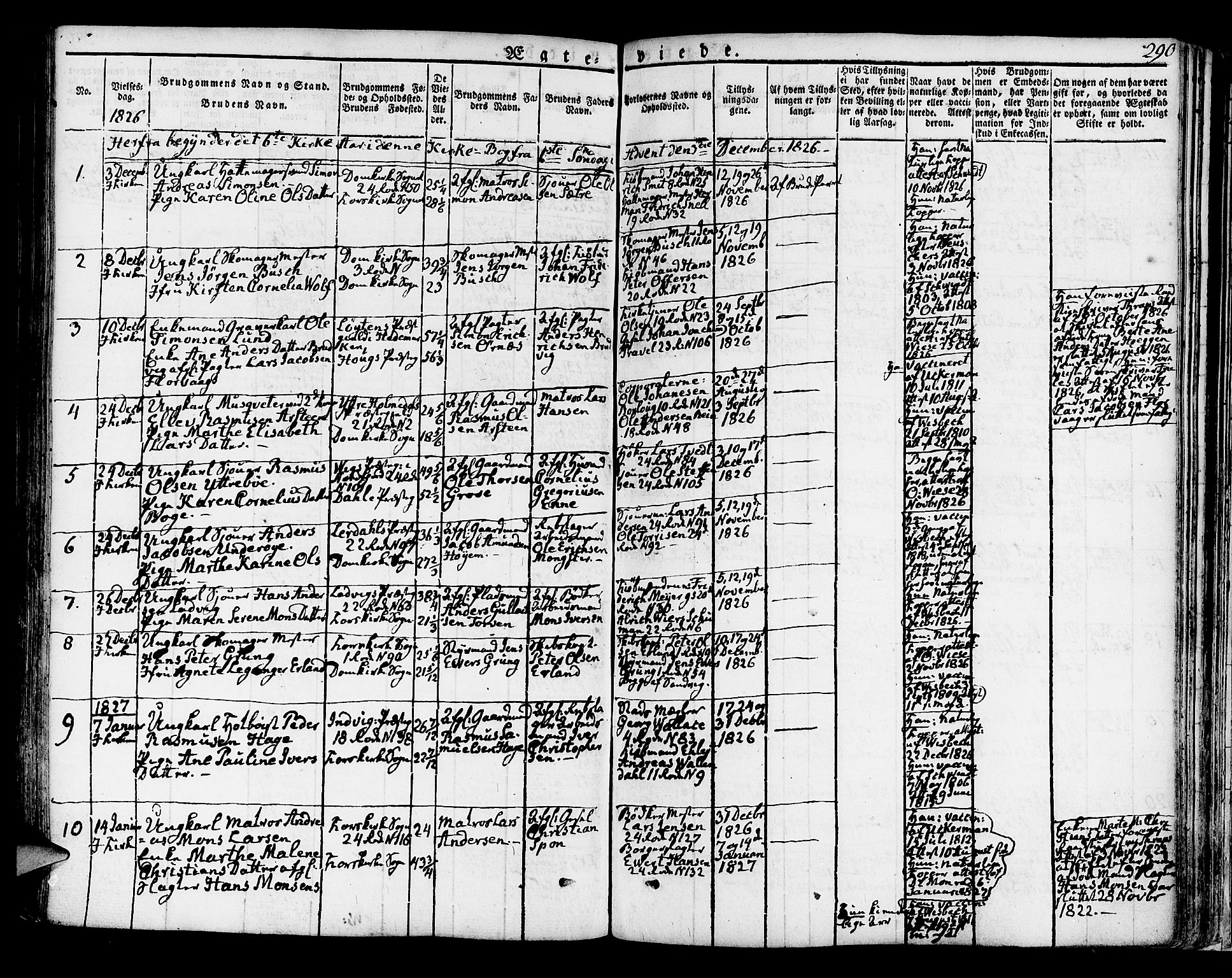 Korskirken sokneprestembete, AV/SAB-A-76101/H/Hab: Parish register (copy) no. A 3, 1821-1831, p. 290