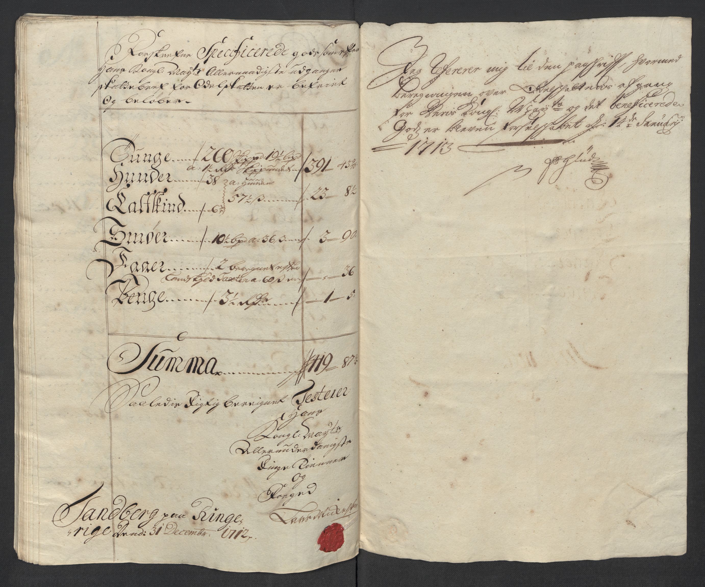 Rentekammeret inntil 1814, Reviderte regnskaper, Fogderegnskap, RA/EA-4092/R23/L1470: Fogderegnskap Ringerike og Hallingdal, 1712, p. 207