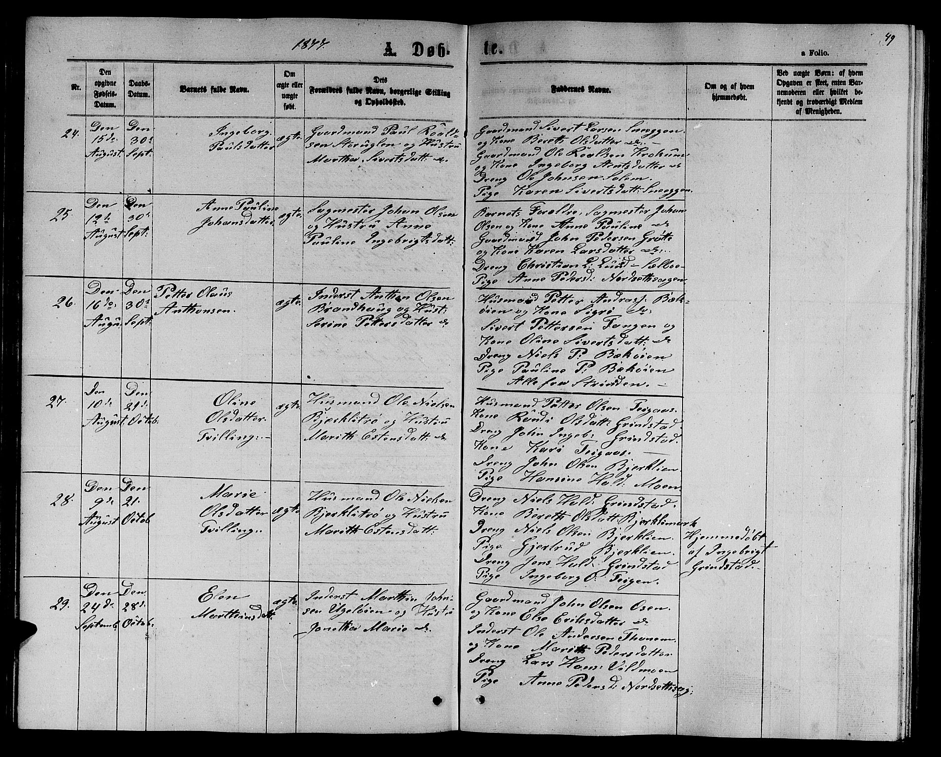 Ministerialprotokoller, klokkerbøker og fødselsregistre - Sør-Trøndelag, SAT/A-1456/618/L0451: Parish register (copy) no. 618C02, 1865-1883, p. 49