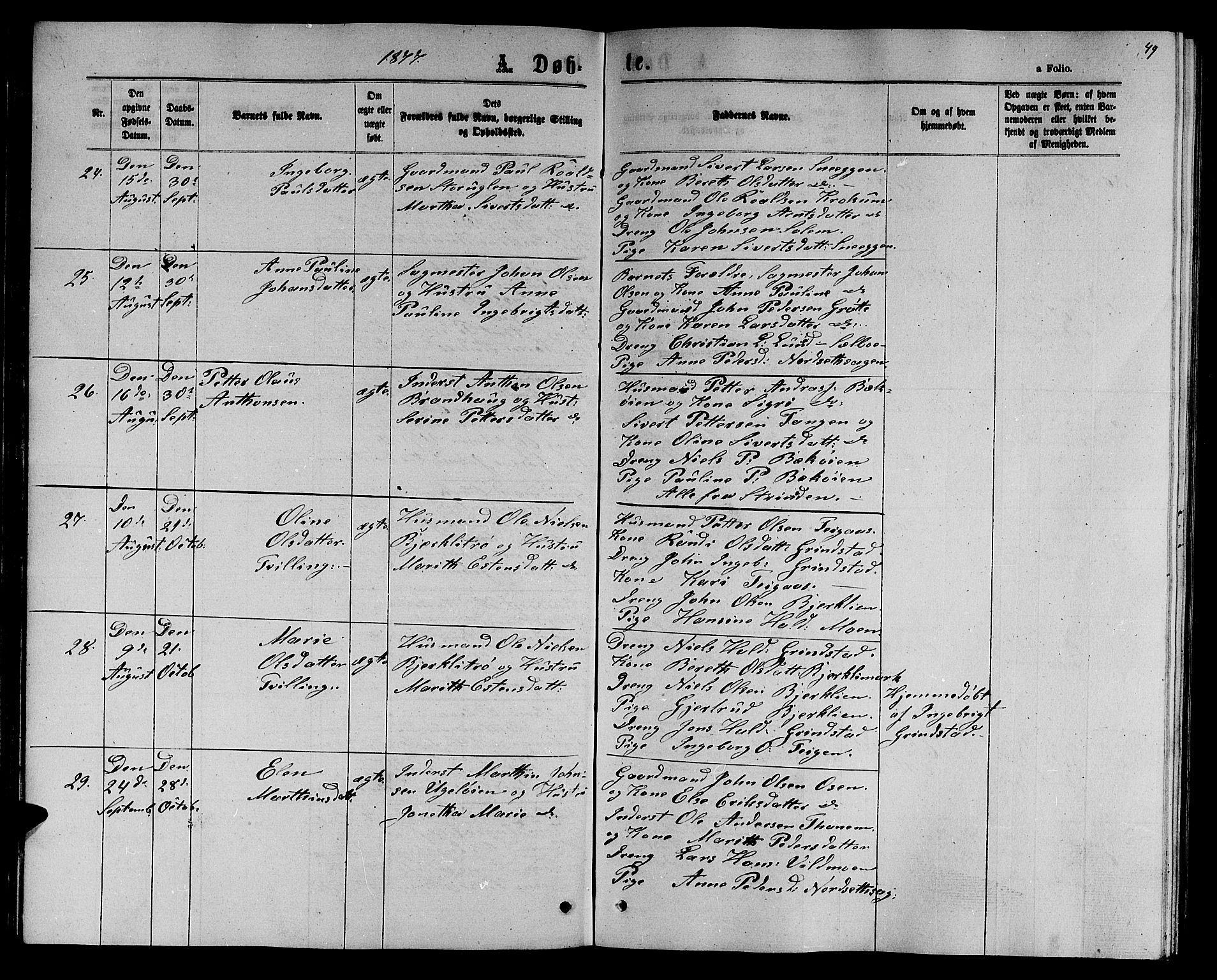 Ministerialprotokoller, klokkerbøker og fødselsregistre - Sør-Trøndelag, AV/SAT-A-1456/618/L0451: Parish register (copy) no. 618C02, 1865-1883, p. 49