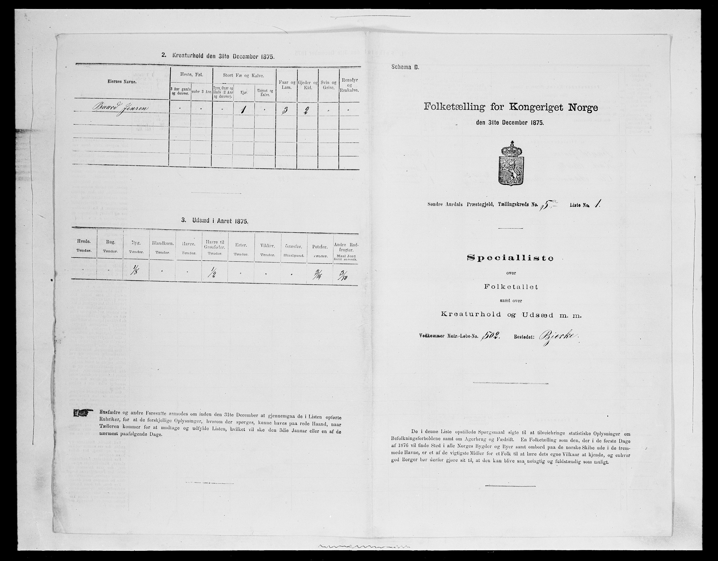 SAH, 1875 census for 0540P Sør-Aurdal, 1875, p. 741