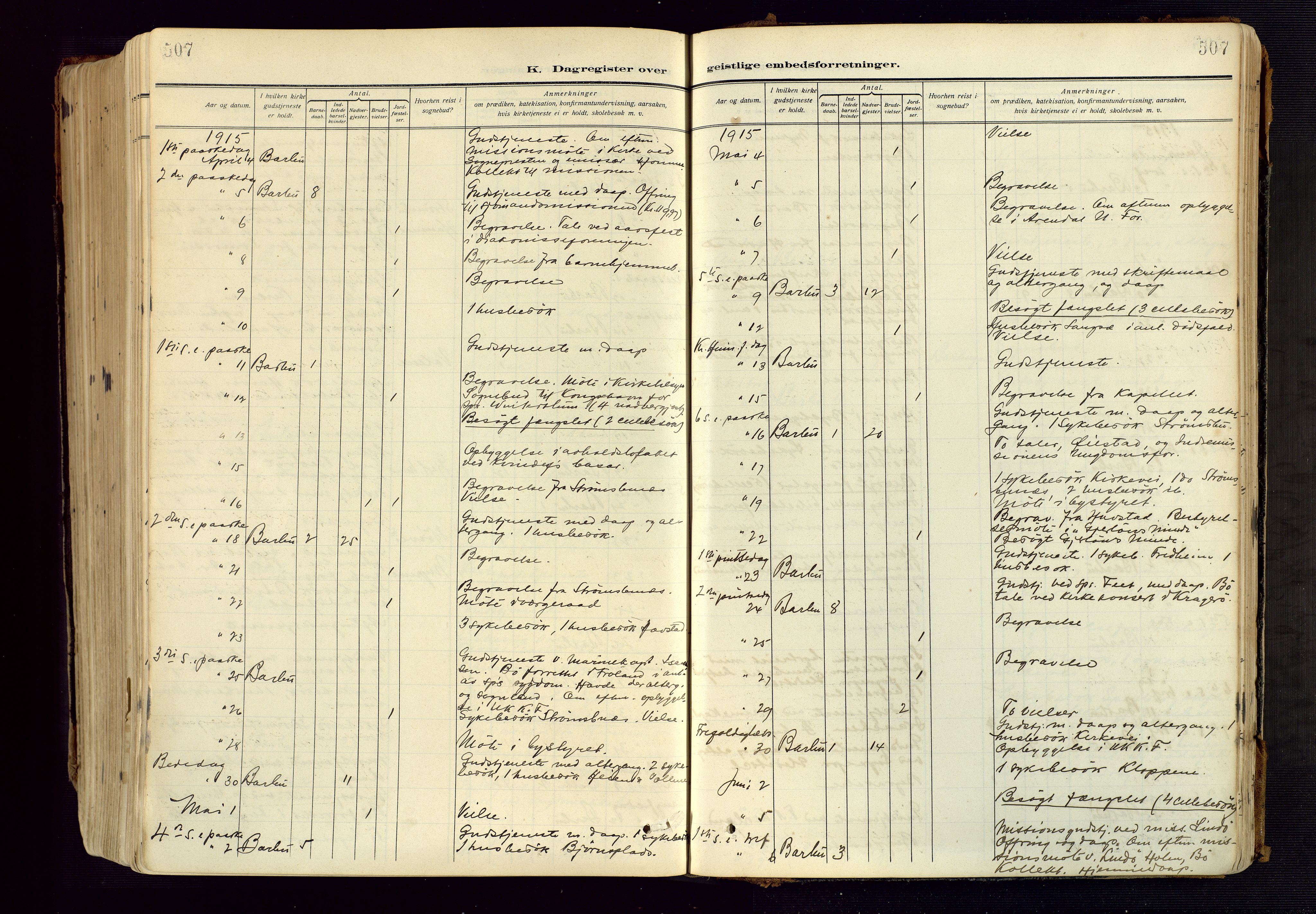 Barbu sokneprestkontor, SAK/1111-0003/F/Fa/L0006: Parish register (official) no. A 6, 1910-1929, p. 507