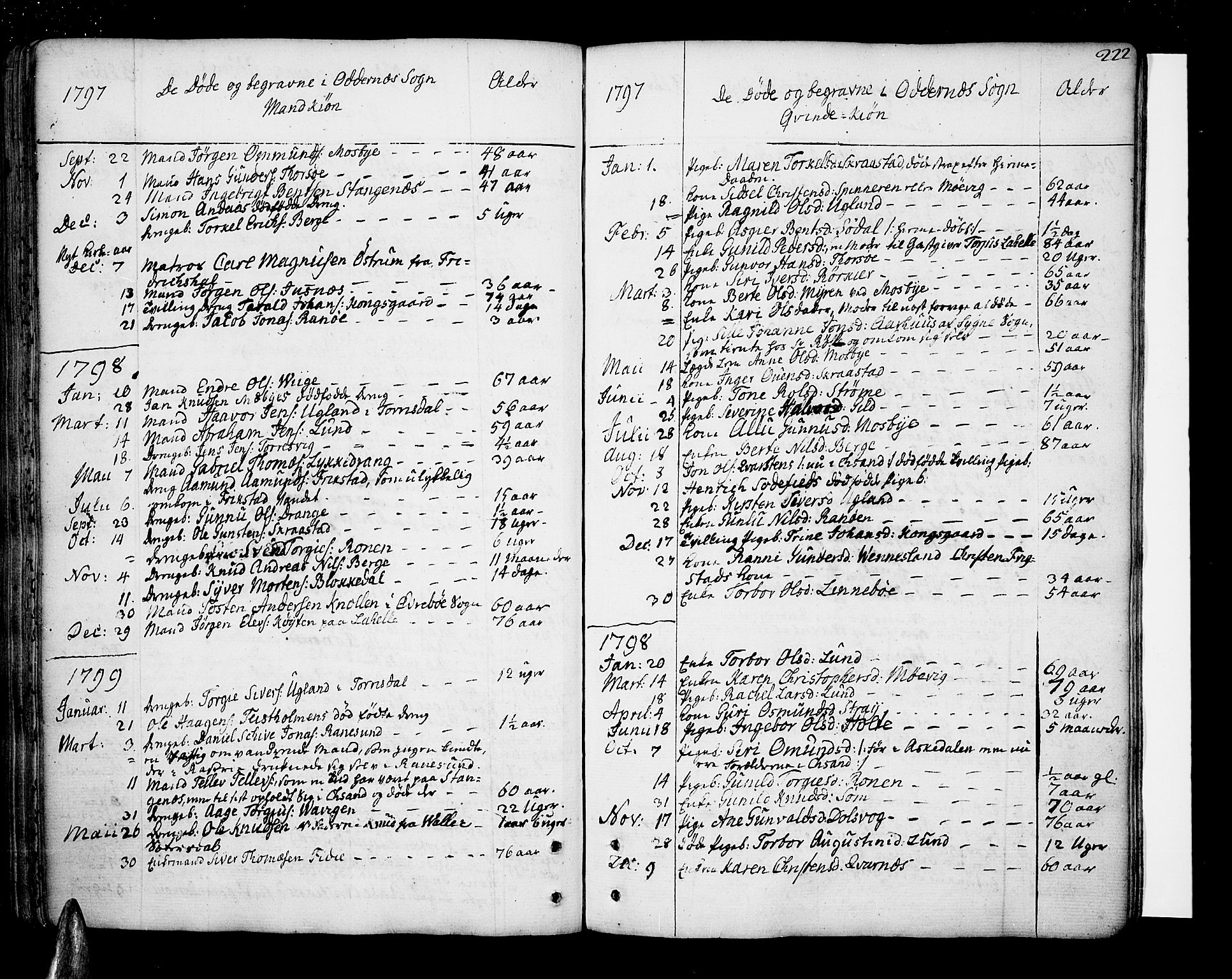 Oddernes sokneprestkontor, AV/SAK-1111-0033/F/Fa/Faa/L0004: Parish register (official) no. A 4, 1764-1820, p. 222