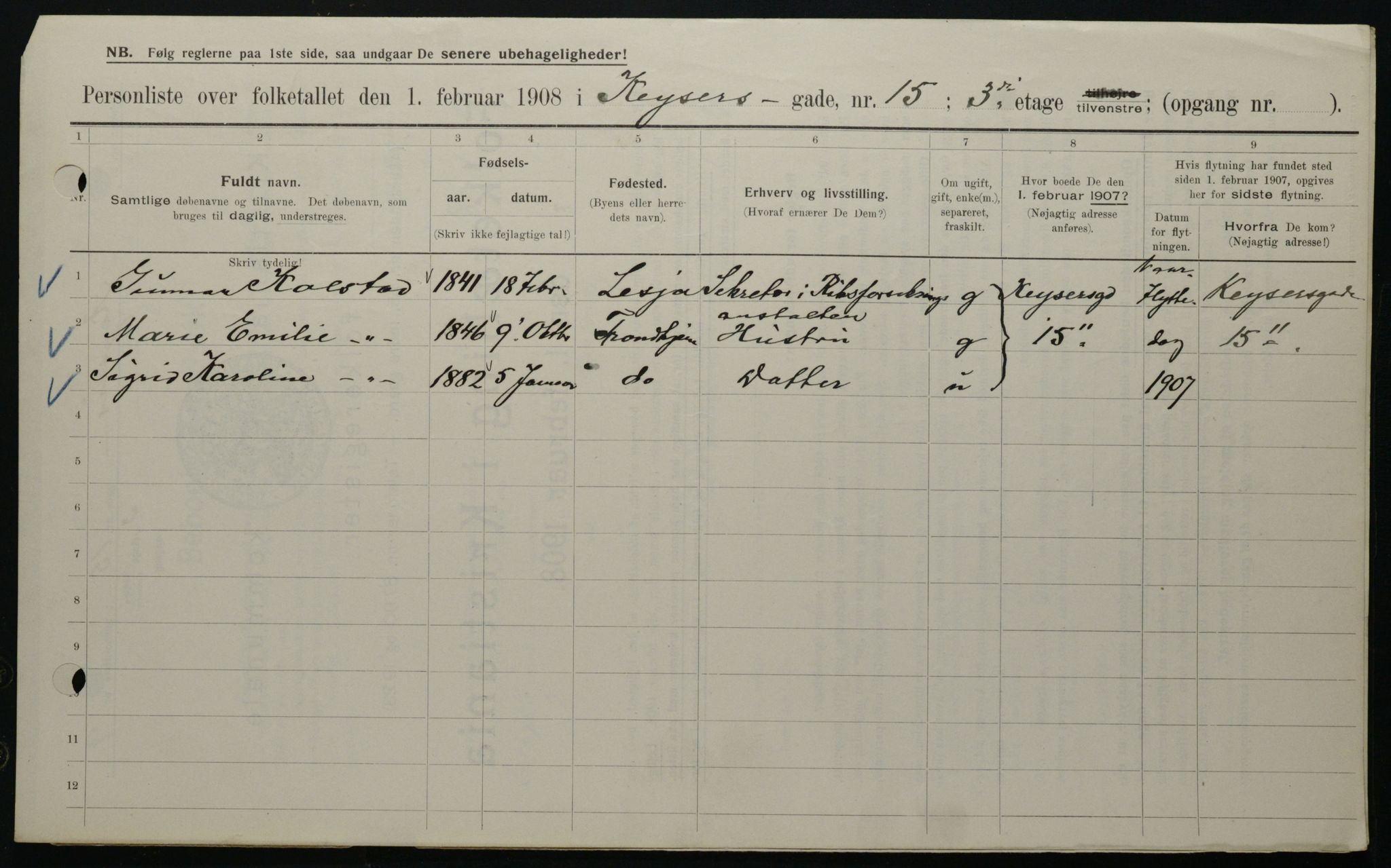 OBA, Municipal Census 1908 for Kristiania, 1908, p. 44216