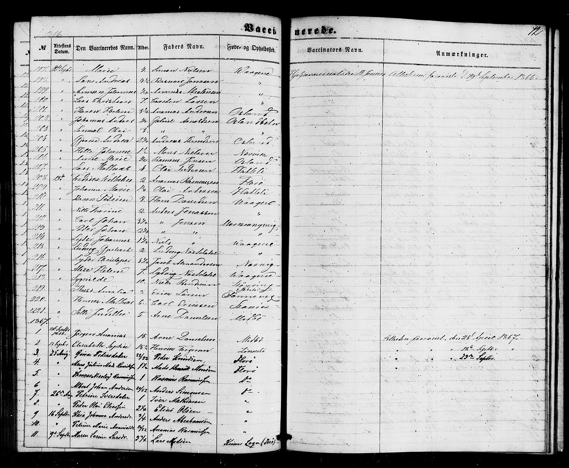 Kinn sokneprestembete, AV/SAB-A-80801/H/Haa/Haaa/L0017: Parish register (official) no. A 17, 1858-1867, p. 72