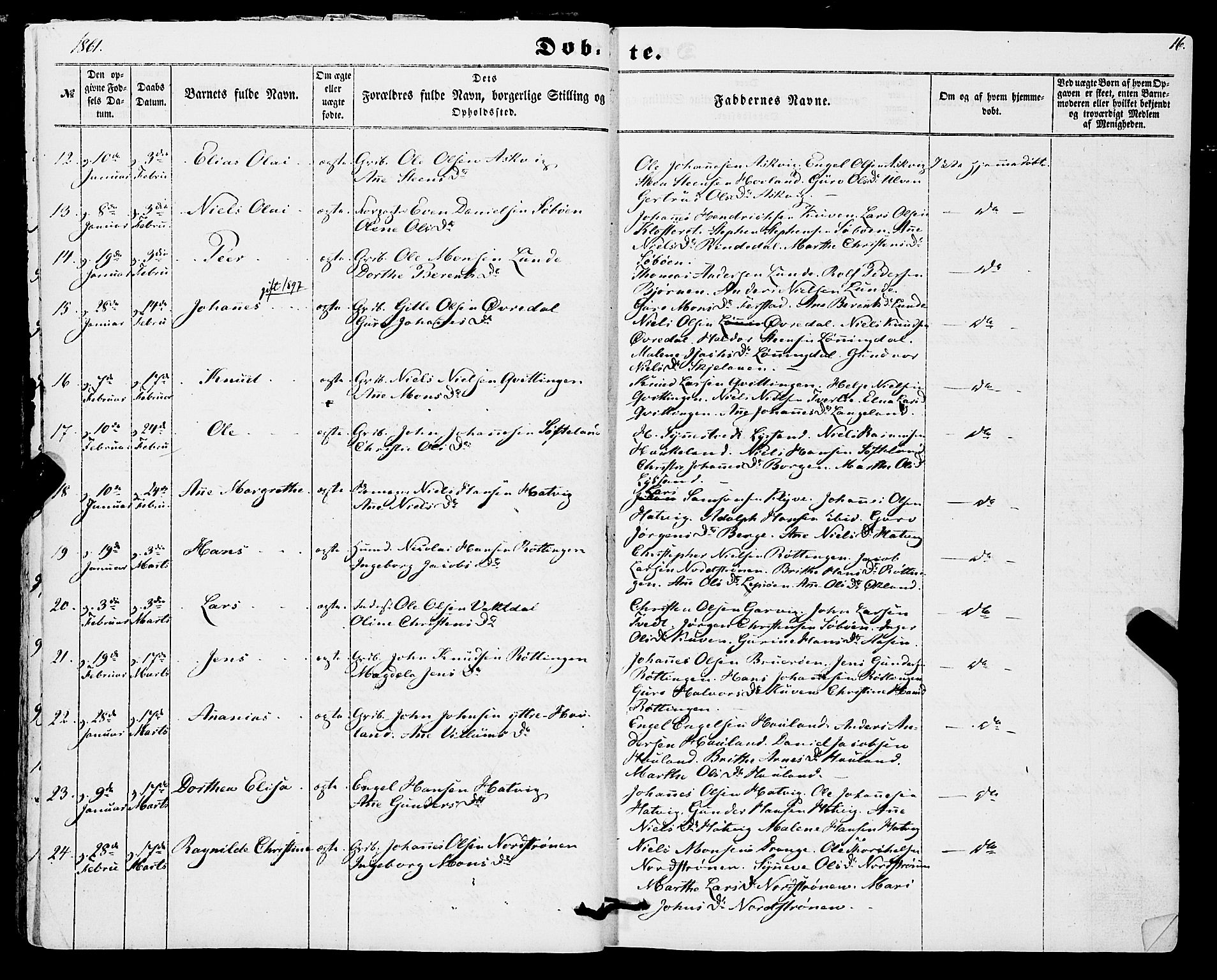Os sokneprestembete, SAB/A-99929: Parish register (official) no. A 17, 1860-1873, p. 16