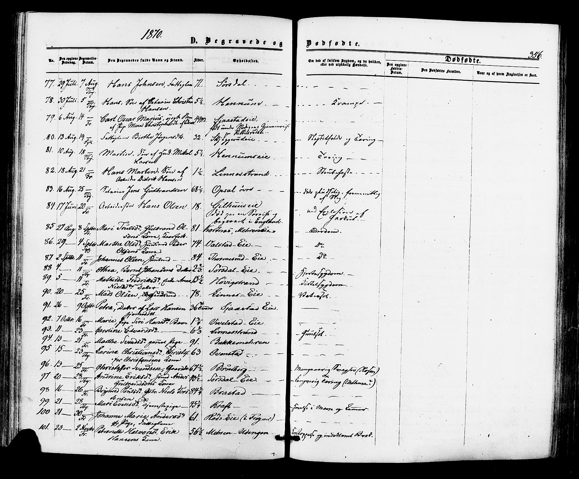 Lier kirkebøker, AV/SAKO-A-230/F/Fa/L0013: Parish register (official) no. I 13, 1865-1874, p. 356