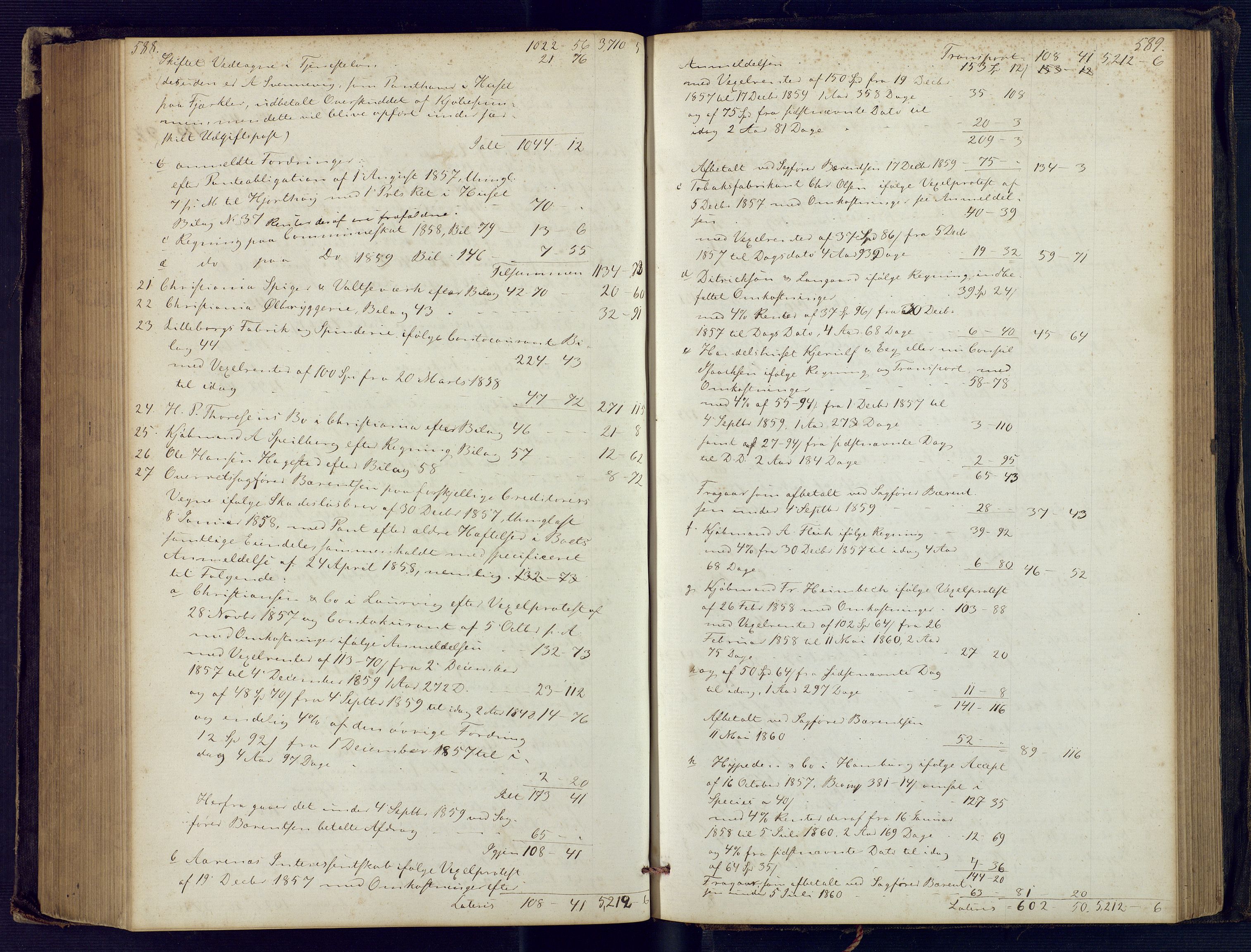 Holt sorenskriveri, SAK/1221-0002/H/Hc/L0029: Skifteutlodningsprotokoll nr. 4 med løst register, 1857-1862, p. 588-589